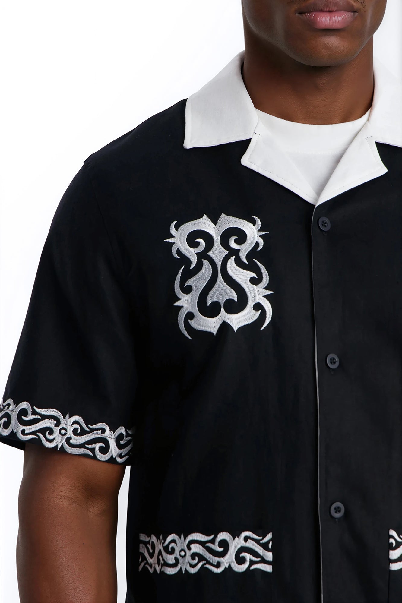 Coastal Isla Cuban Button Up Shirt - Black Fashion Nova