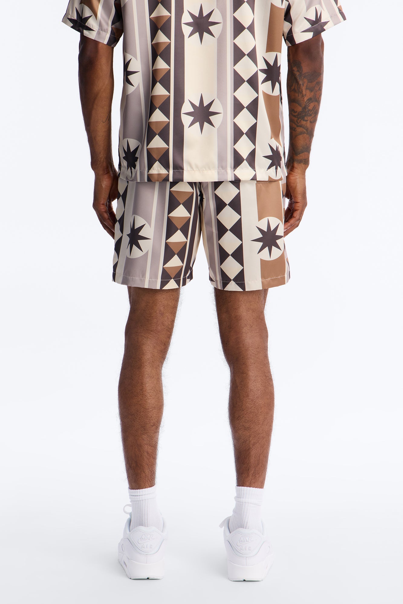 Toscana Geo Relaxed Short - Tan Fashion Nova