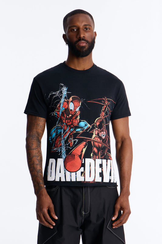 Daredevil And Spiderman Boxy Short Sleeve Tee - Black Fashion Nova