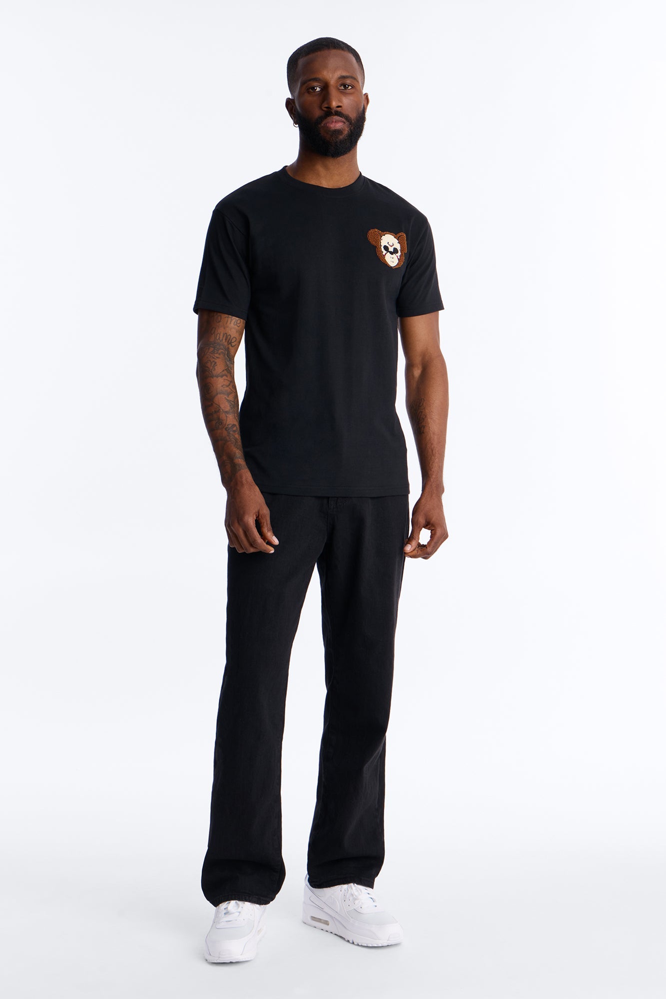 Savage Bear Chenille Patch Short Sleeve Tee - Black Fashion Nova