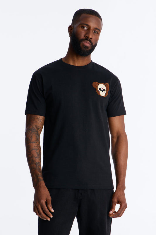 Savage Bear Chenille Patch Short Sleeve Tee - Black Fashion Nova