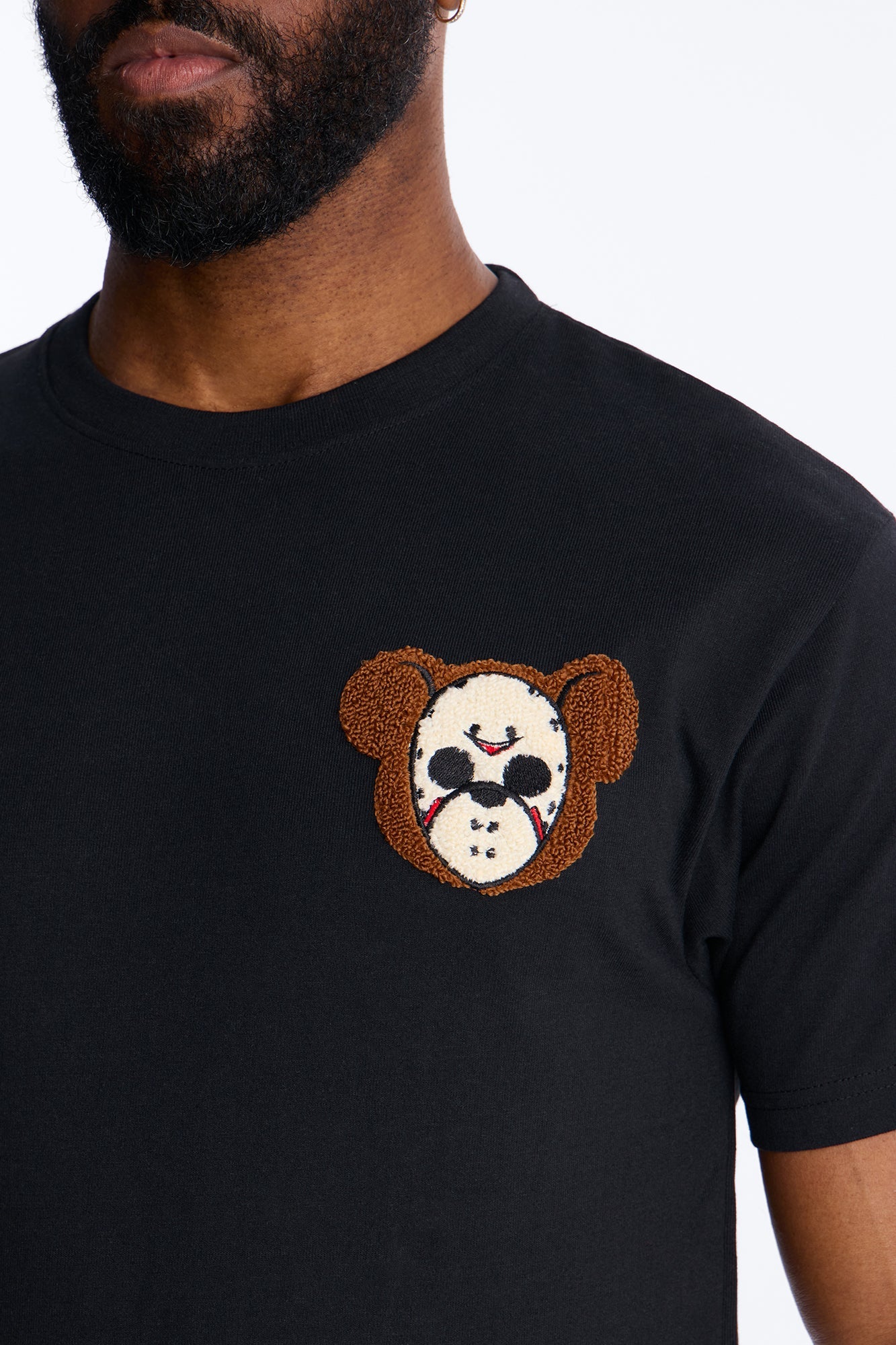 Savage Bear Chenille Patch Short Sleeve Tee - Black Fashion Nova