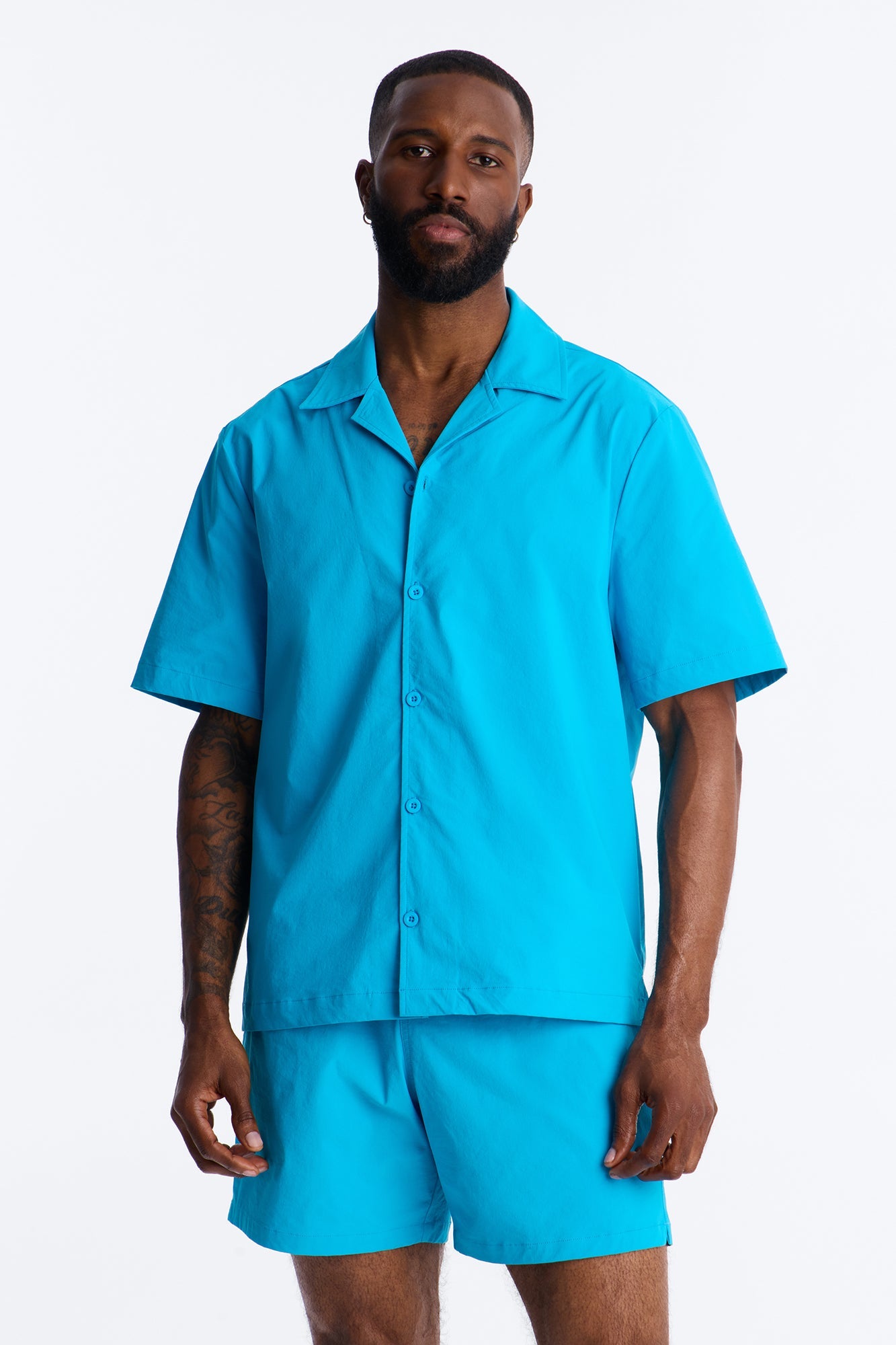 Montez Cuban Collar Button Up Shirt - Blue Fashion Nova
