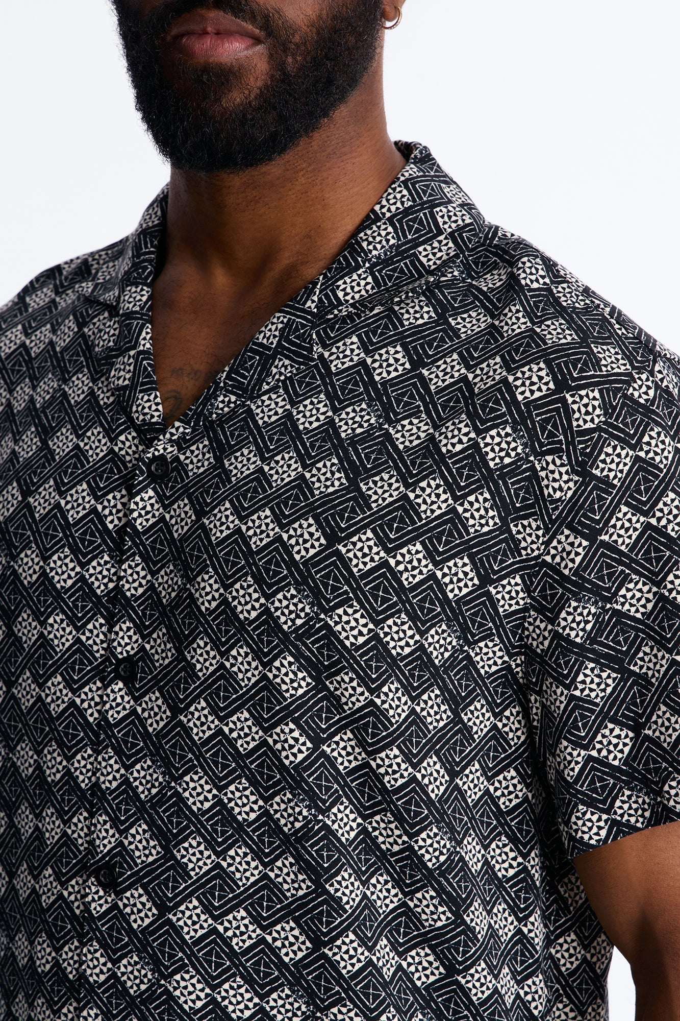 Royale Cuban Collar Button Up Shirt - Black Fashion Nova