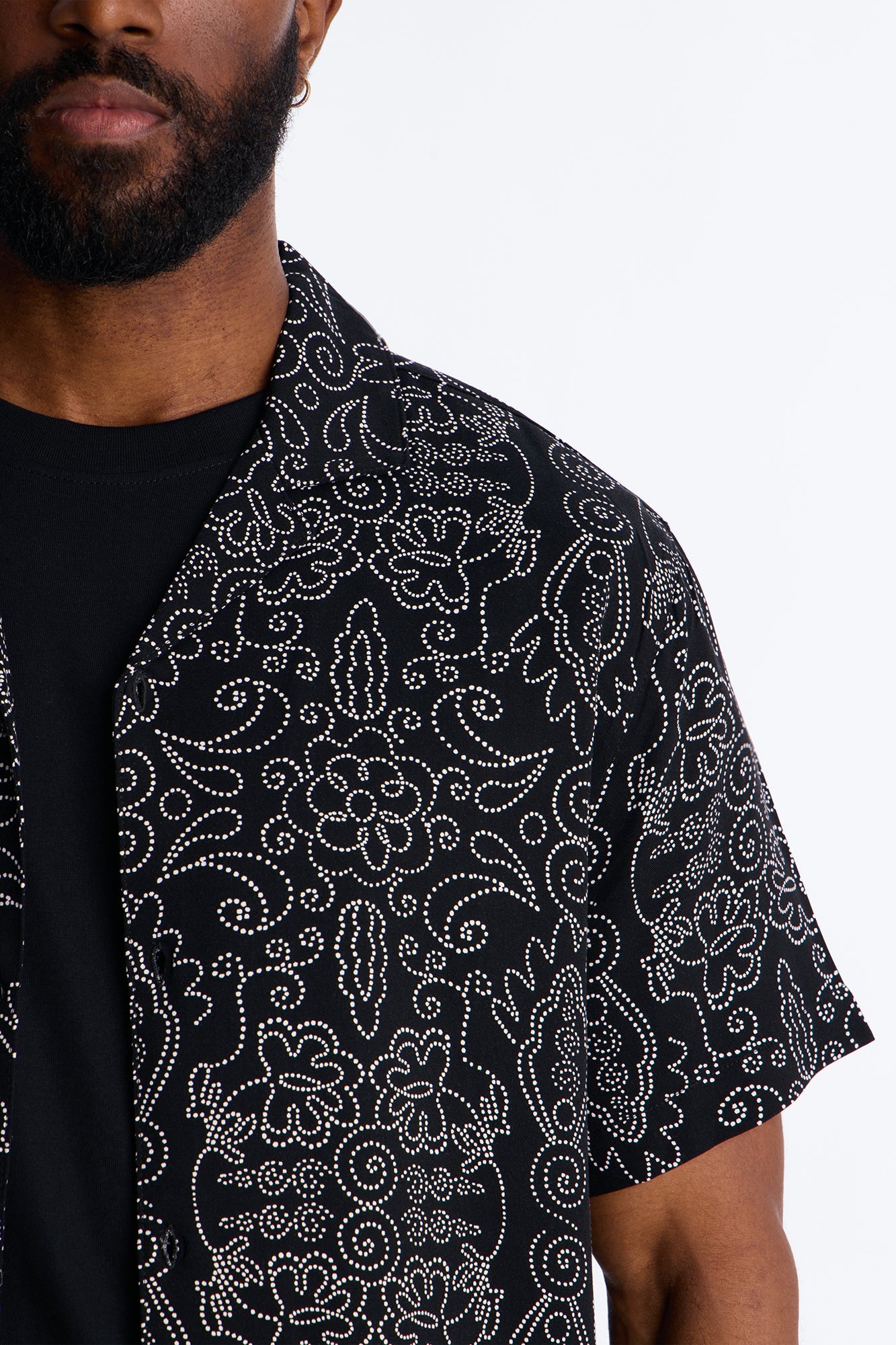 Azure Cuban Collar Button Up Shirt - Black Fashion Nova
