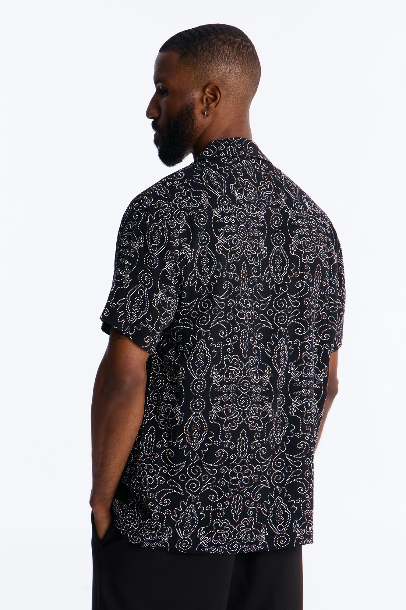 Azure Cuban Collar Button Up Shirt - Black Fashion Nova