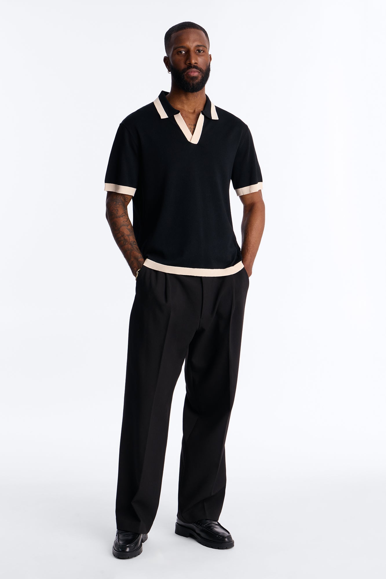 Rue Saint Johnny Collar Polo - Black Fashion Nova
