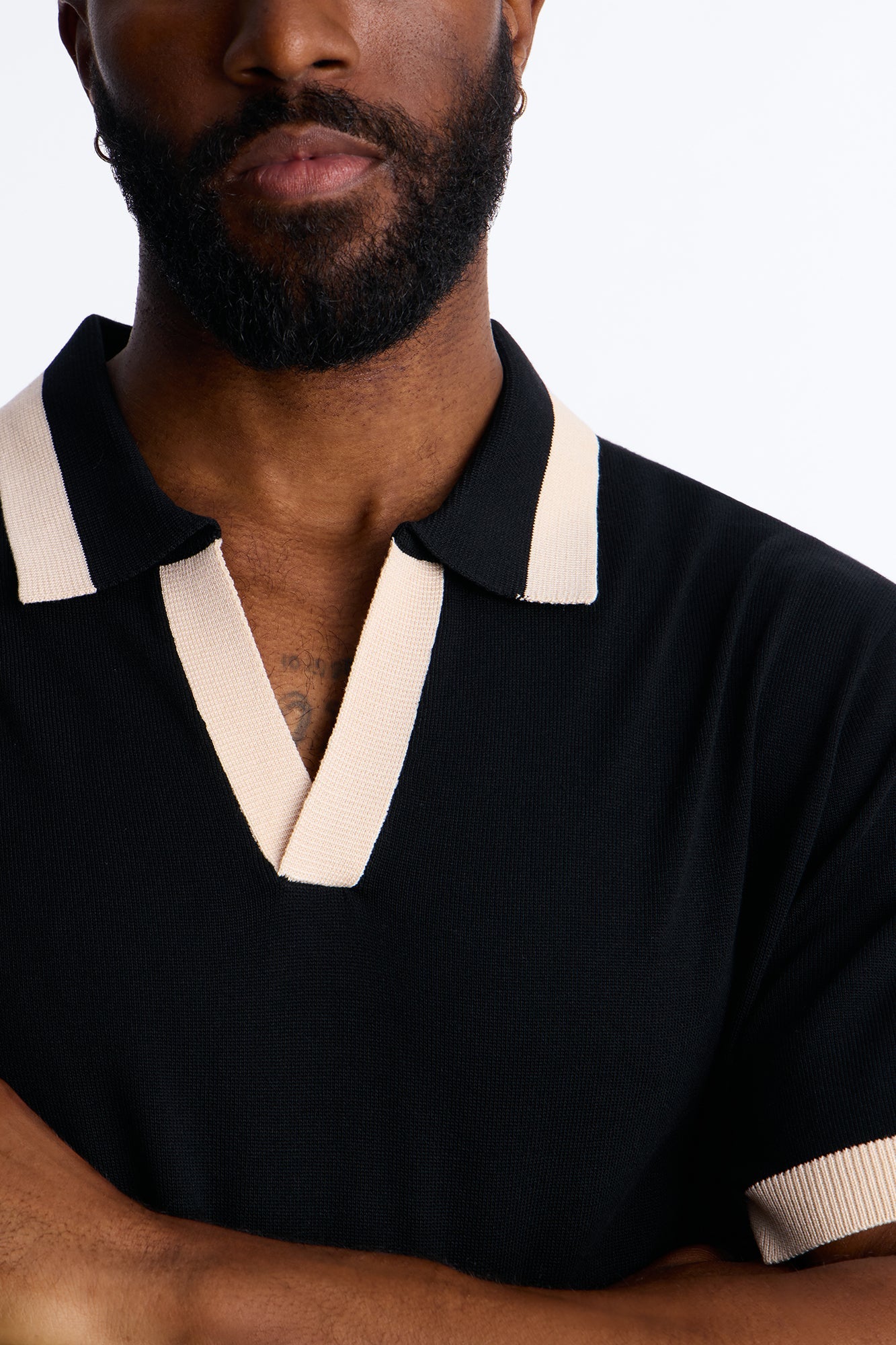 Rue Saint Johnny Collar Polo - Black Fashion Nova