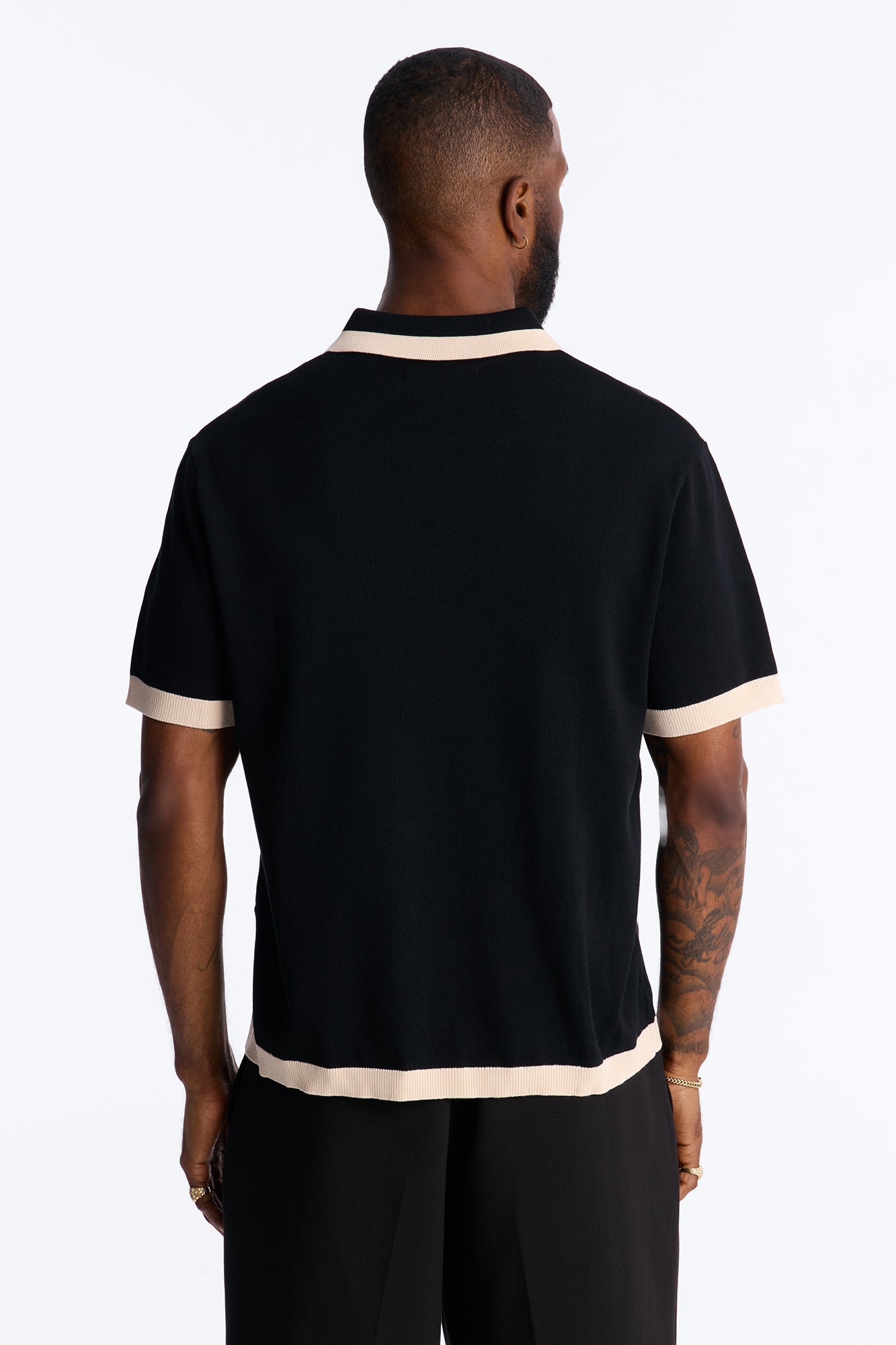 Rue Saint Johnny Collar Polo - Black Fashion Nova