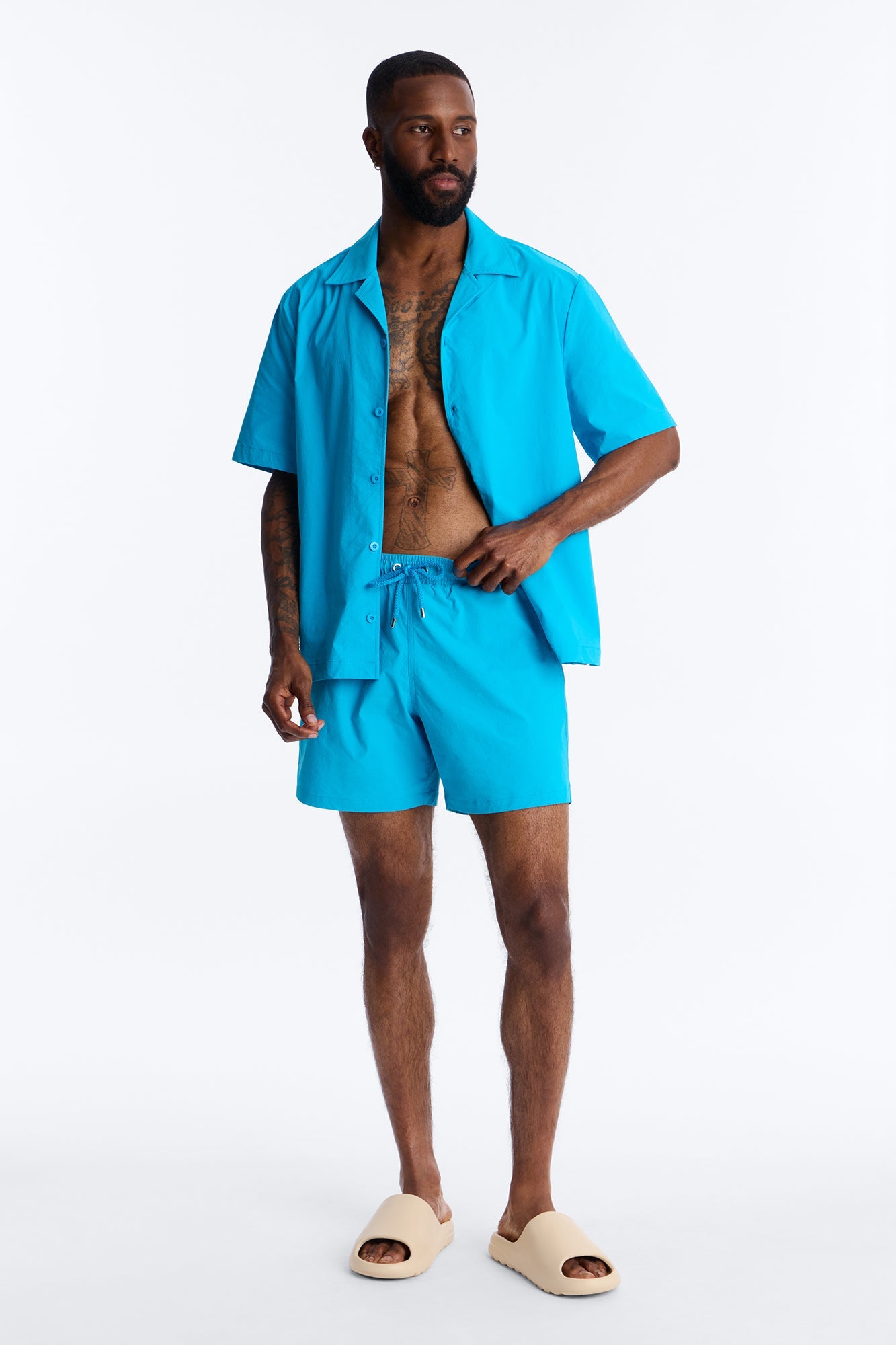 Montez Stretch Swim Trunk 6″ - Blue Fashion Nova