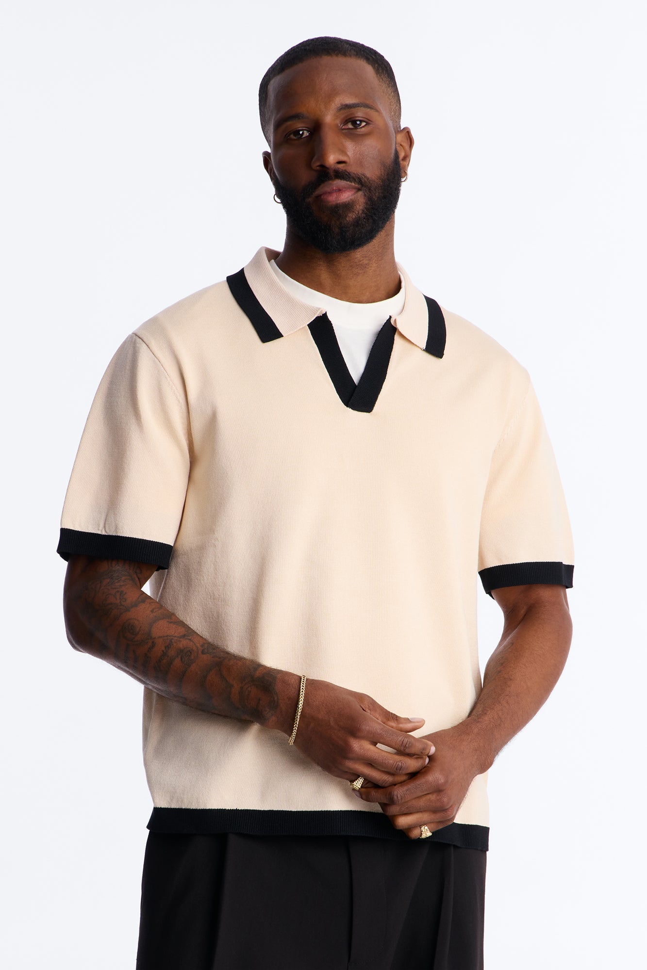Rue Saint Johnny Collar Polo - Tan Fashion Nova