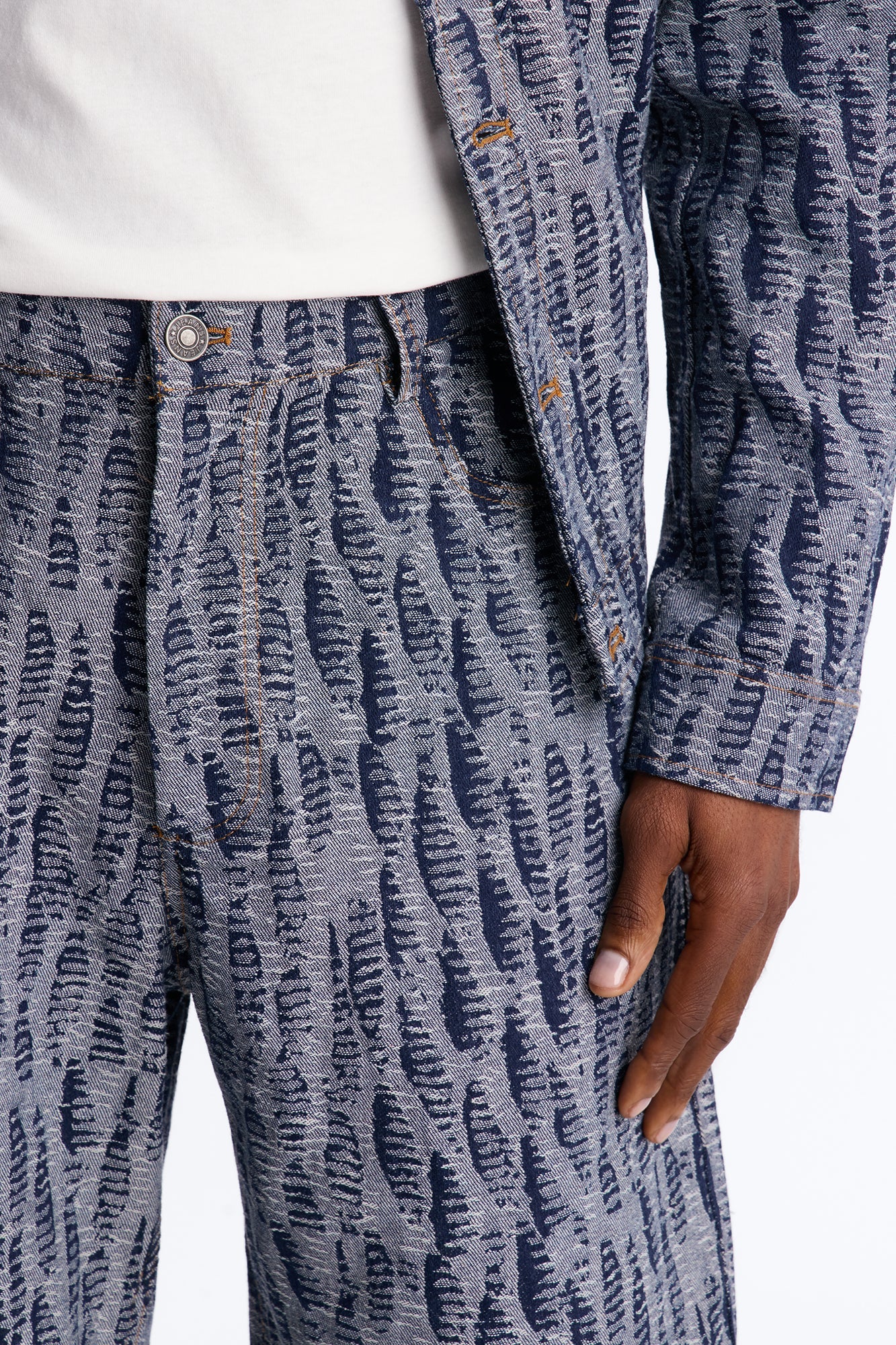 Relaxed Matrix Jacquard Denim Short - Dark Wash Fashion Nova