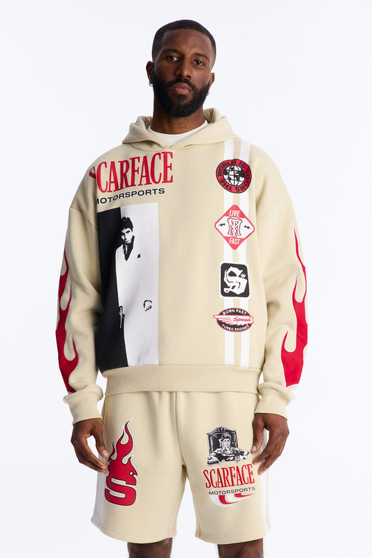 Scarface Embroidery Patch Hoodie - Khaki Fashion Nova