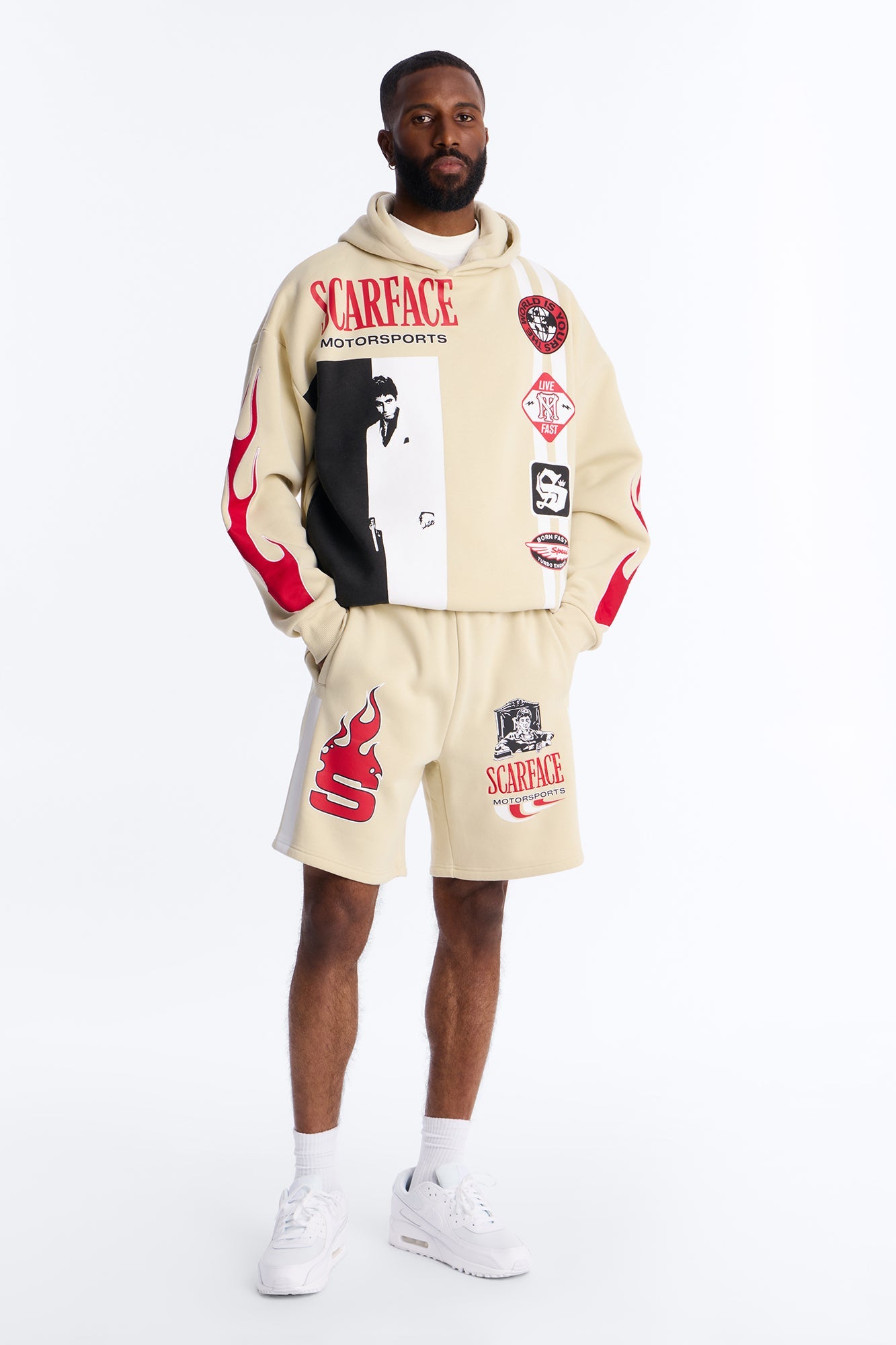 Scarface Embroidery Patch Sweatshorts - Khaki Fashion Nova