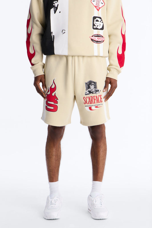 Scarface Embroidery Patch Sweatshorts - Khaki Fashion Nova