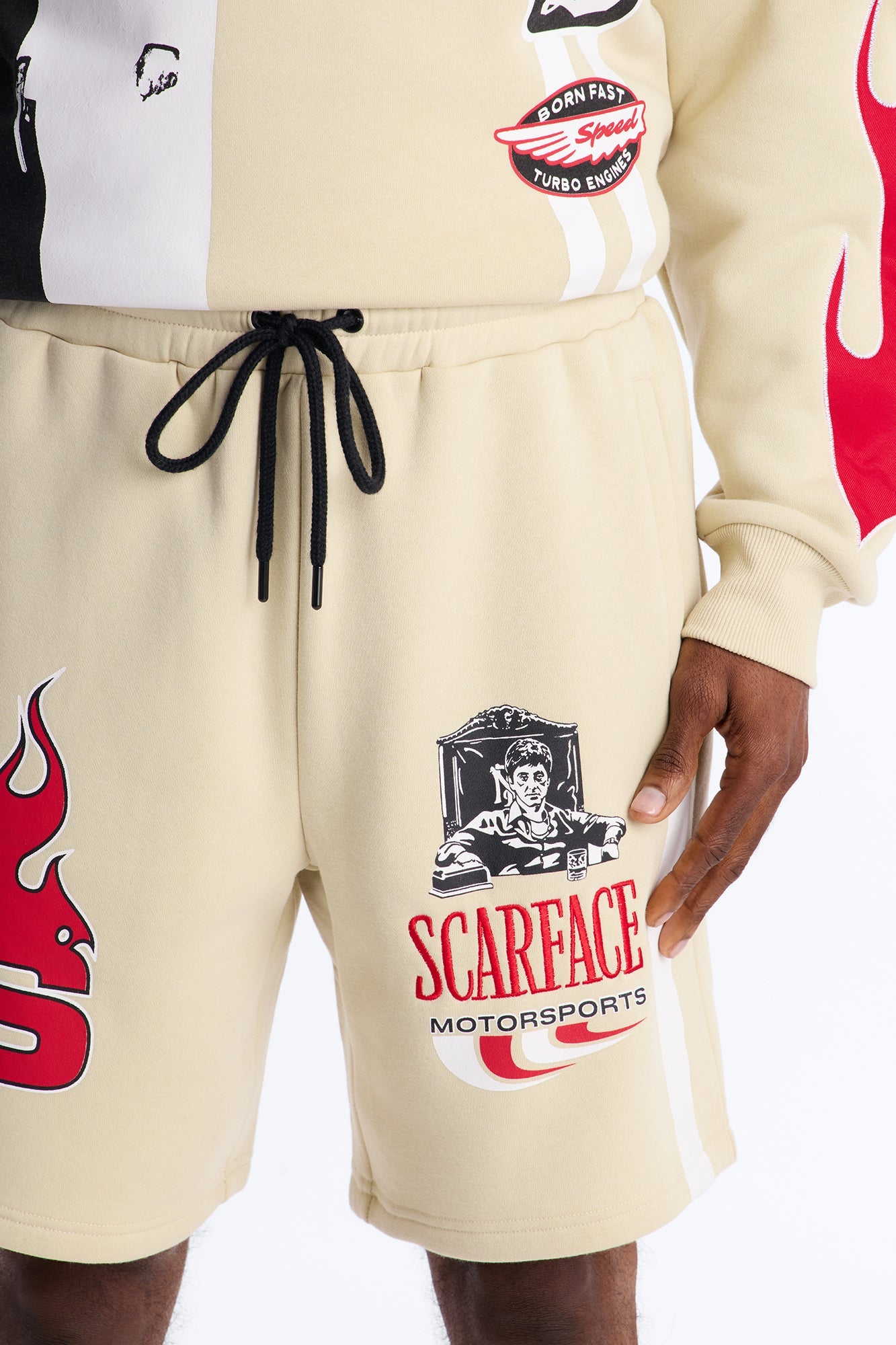 Scarface Embroidery Patch Sweatshorts - Khaki Fashion Nova