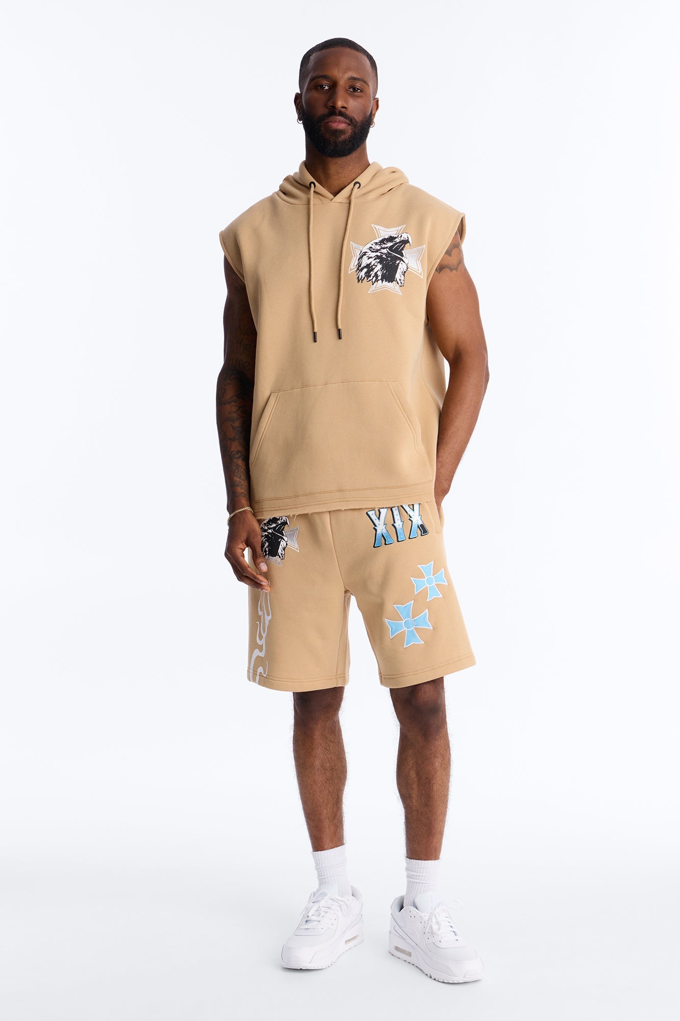 Fly Eagles Sleeveless Hoodie - Khaki Fashion Nova