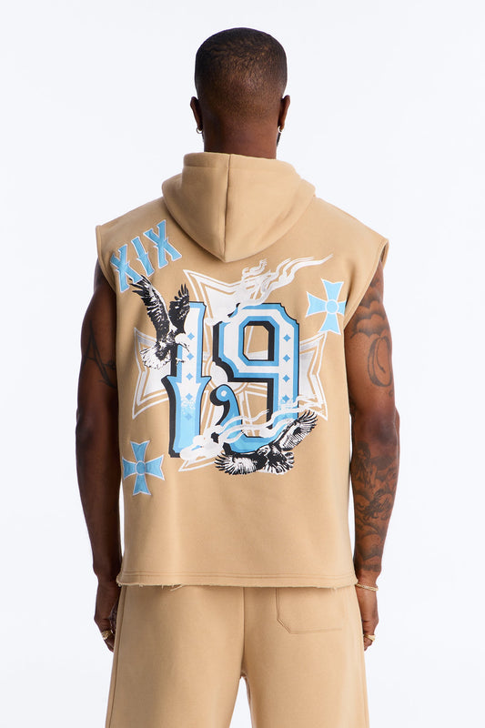 Fly Eagles Sleeveless Hoodie - Khaki Fashion Nova