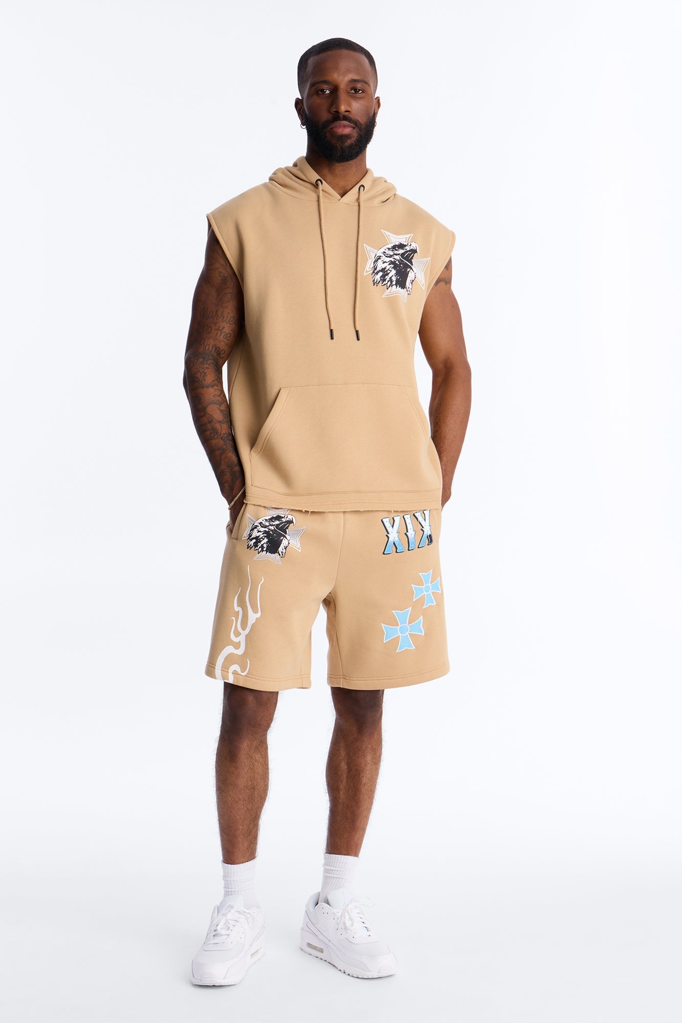 Eagles Fly Sweatshorts - Khaki Fashion Nova