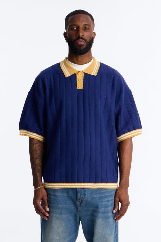 Singleton Short Sleeve Knit Polo - Navy Fashion Nova