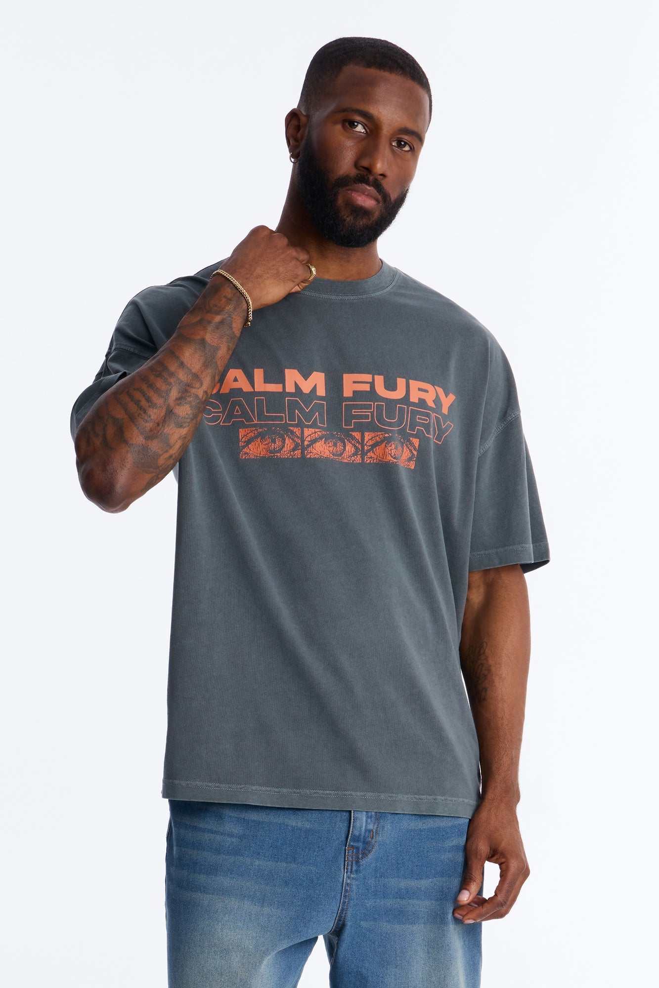 Calm Fury Oversized Short Sleeve Tee - Grey Fashion Nova