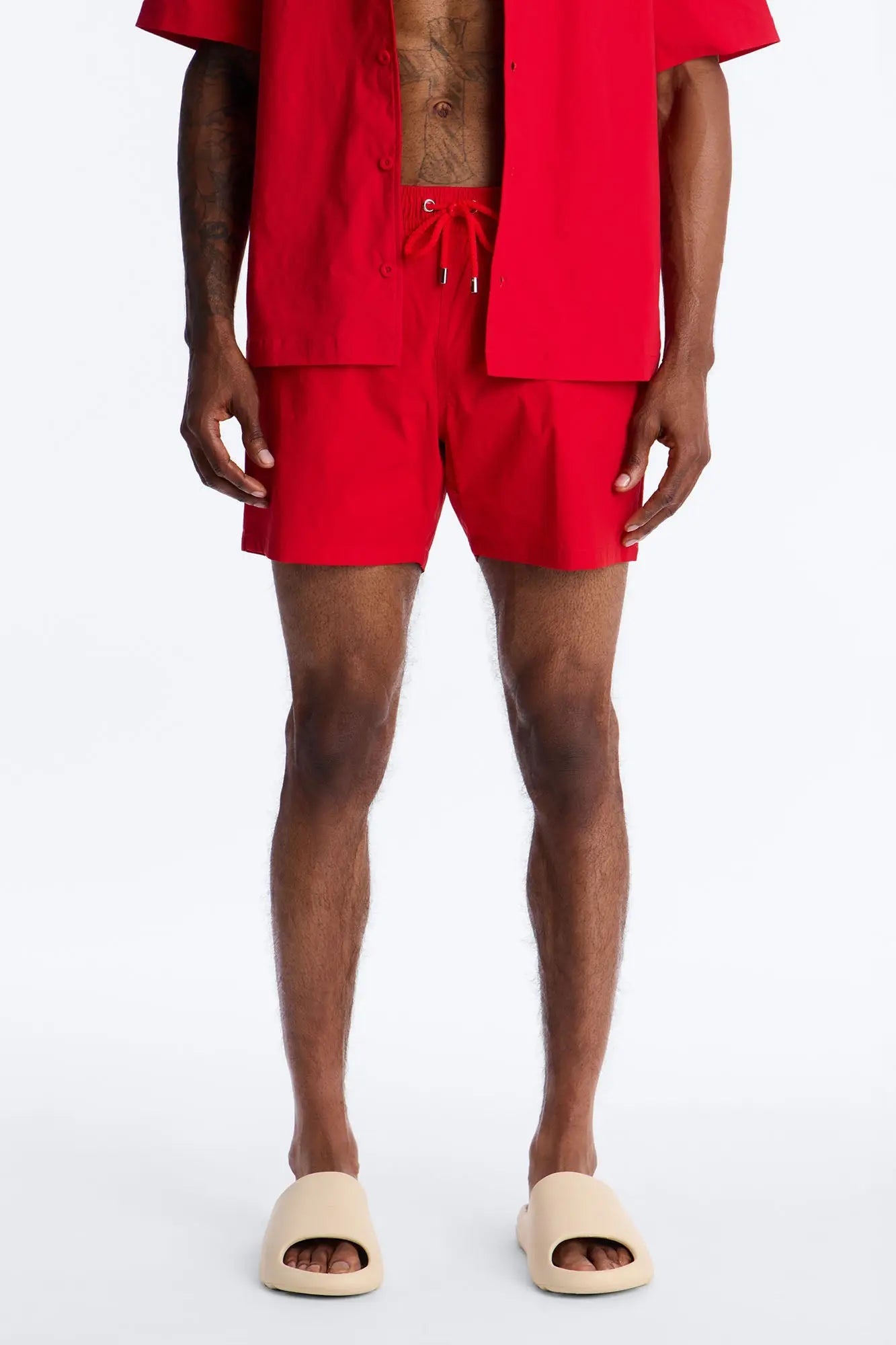 Montez Stretch Swim Trunk 6″ - Brick Red Fashion Nova