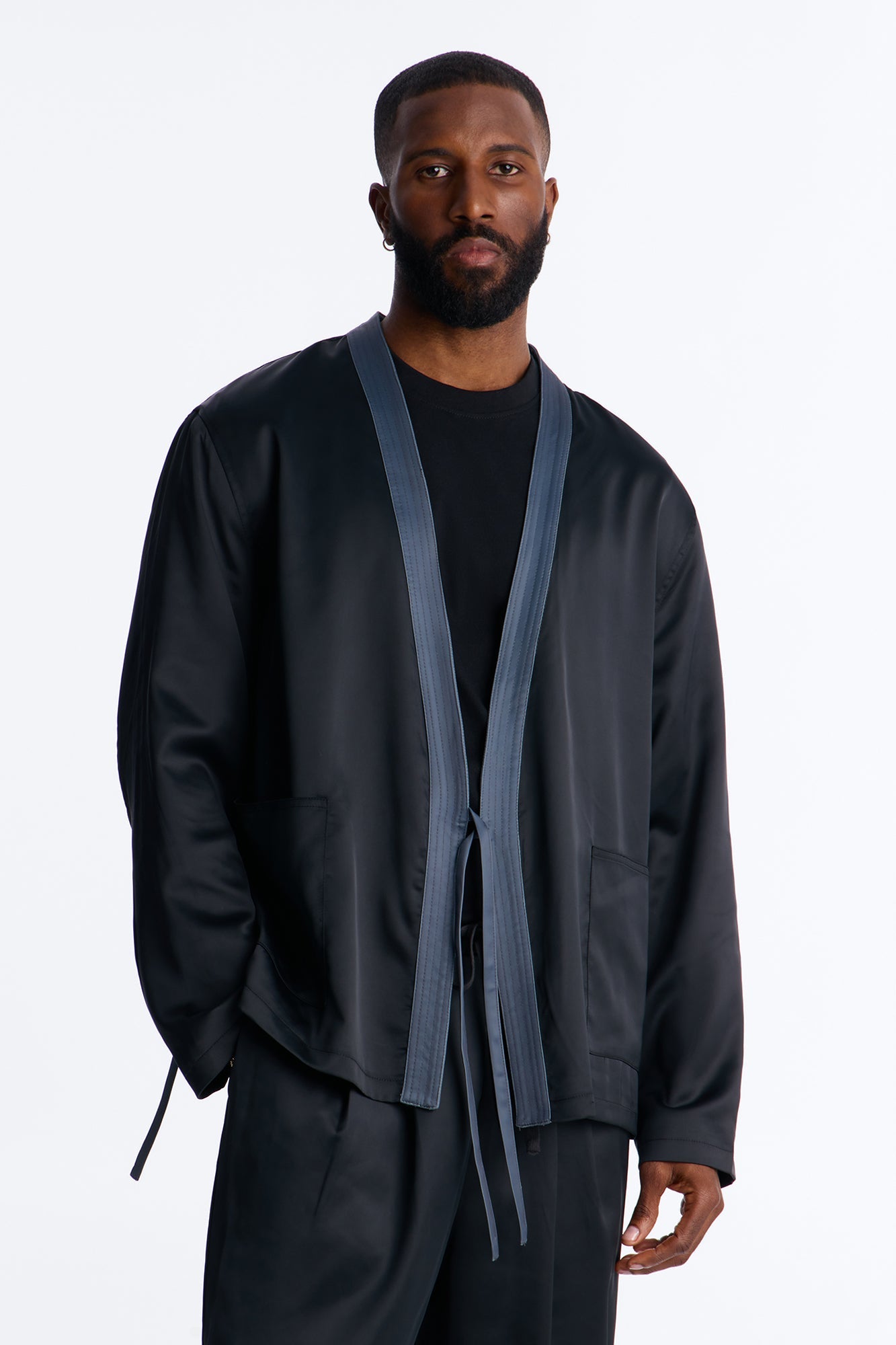 Liquid Shadow Wrap Jacket - Black Fashion Nova
