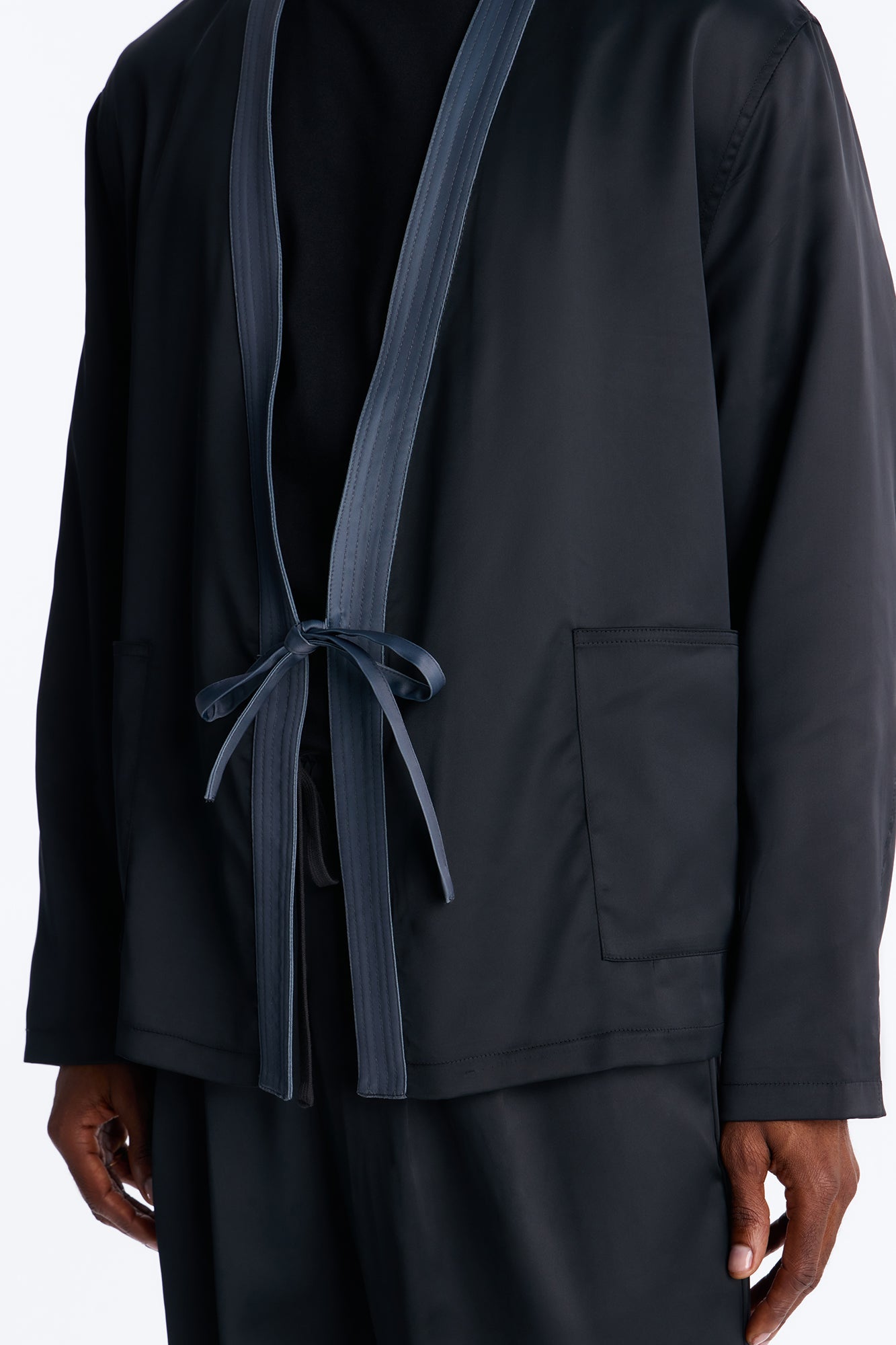 Liquid Shadow Wrap Jacket - Black Fashion Nova