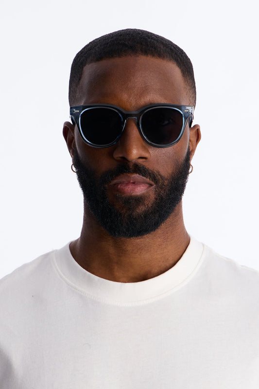 Statement Rounded Wayfarer Sunglasses - Blue Fashion Nova