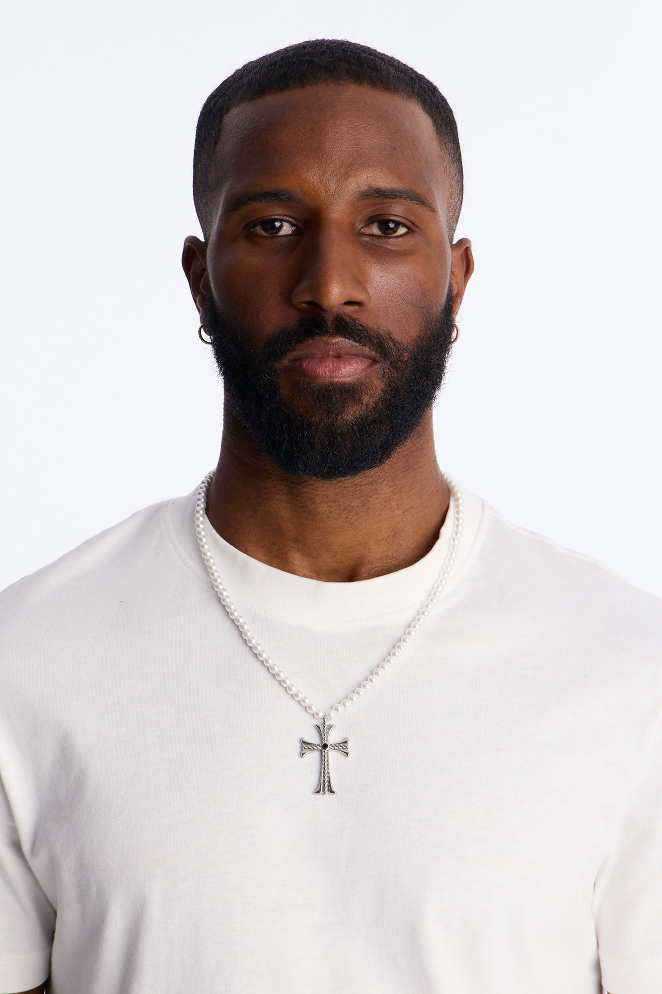 Holy Pearls Cross Necklace - Silver Fashion Nova