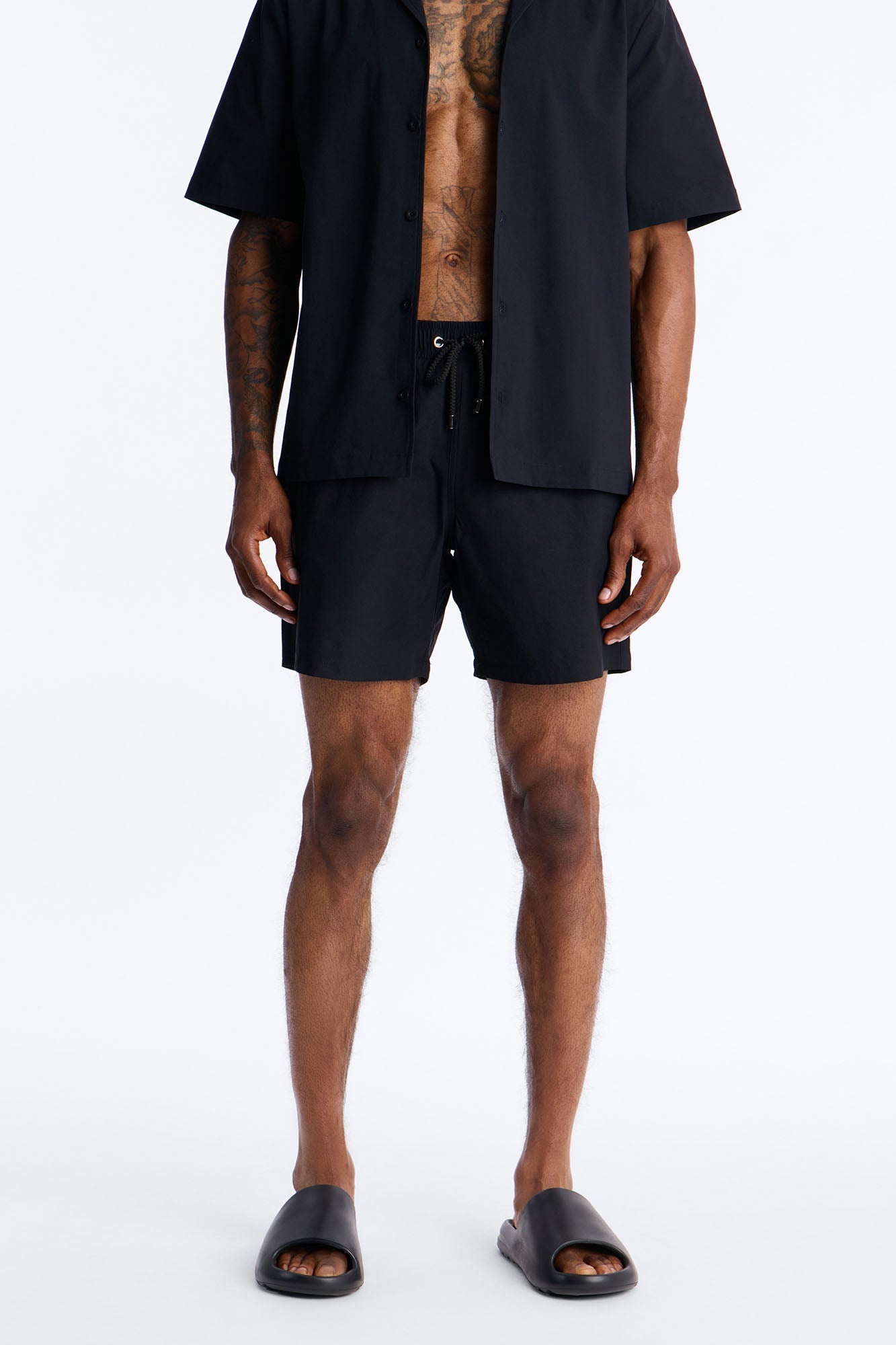 Montez Stretch Swim Trunk 7″ - Black Fashion Nova