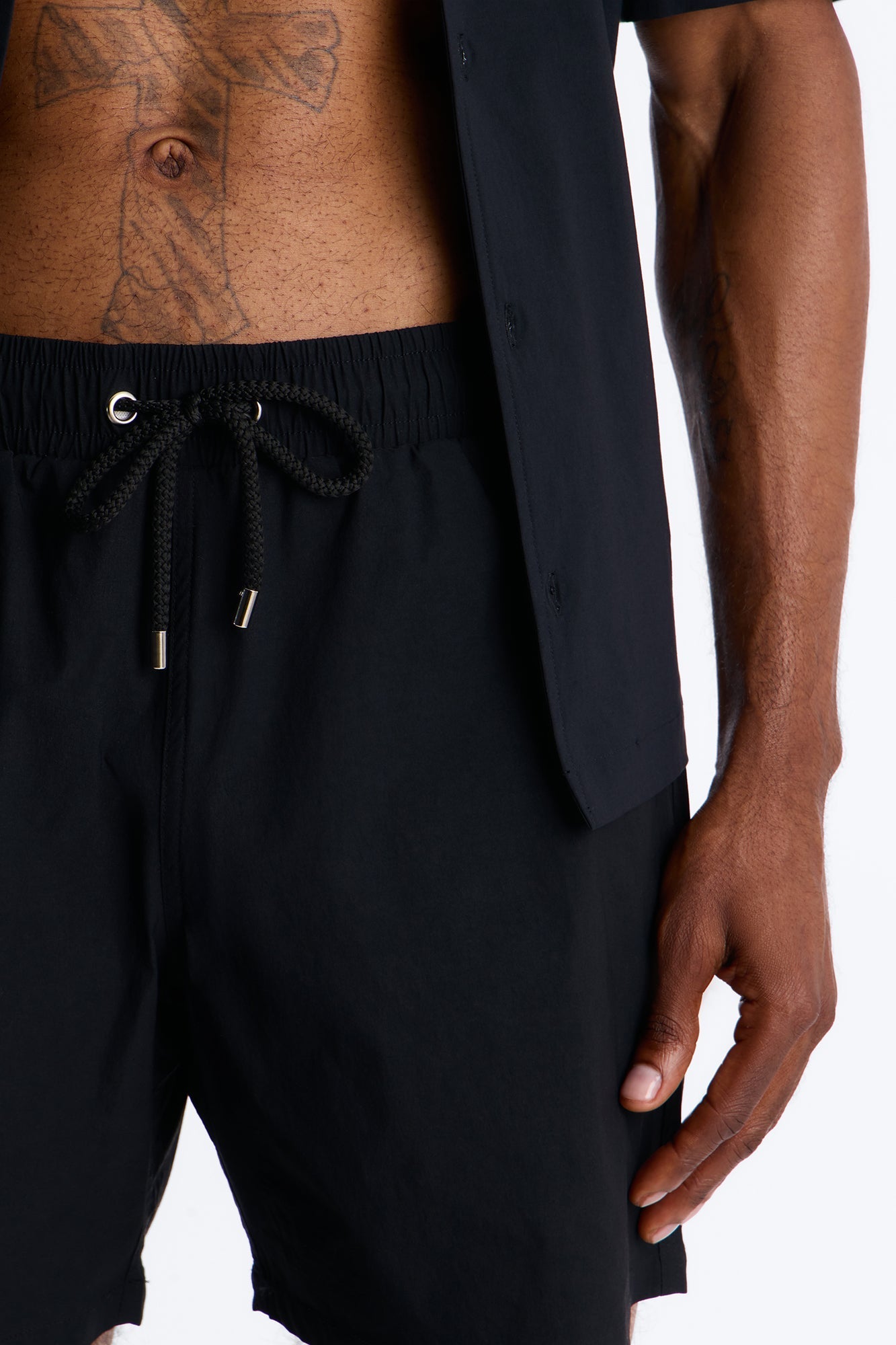 Montez Stretch Swim Trunk 7″ - Black Fashion Nova