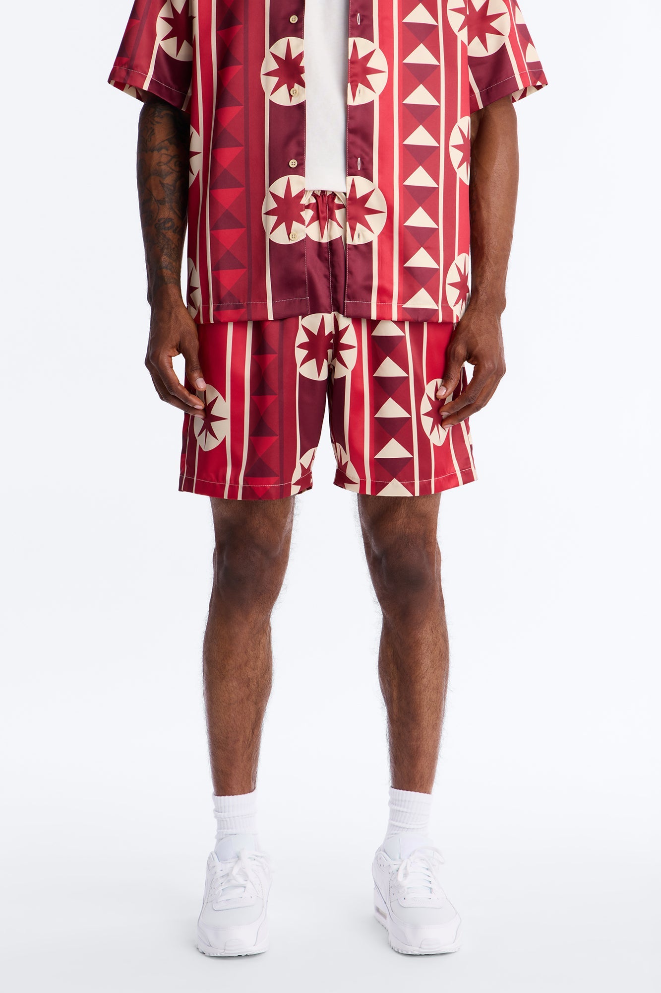 Toscana Geo Relaxed Short - Red Fashion Nova