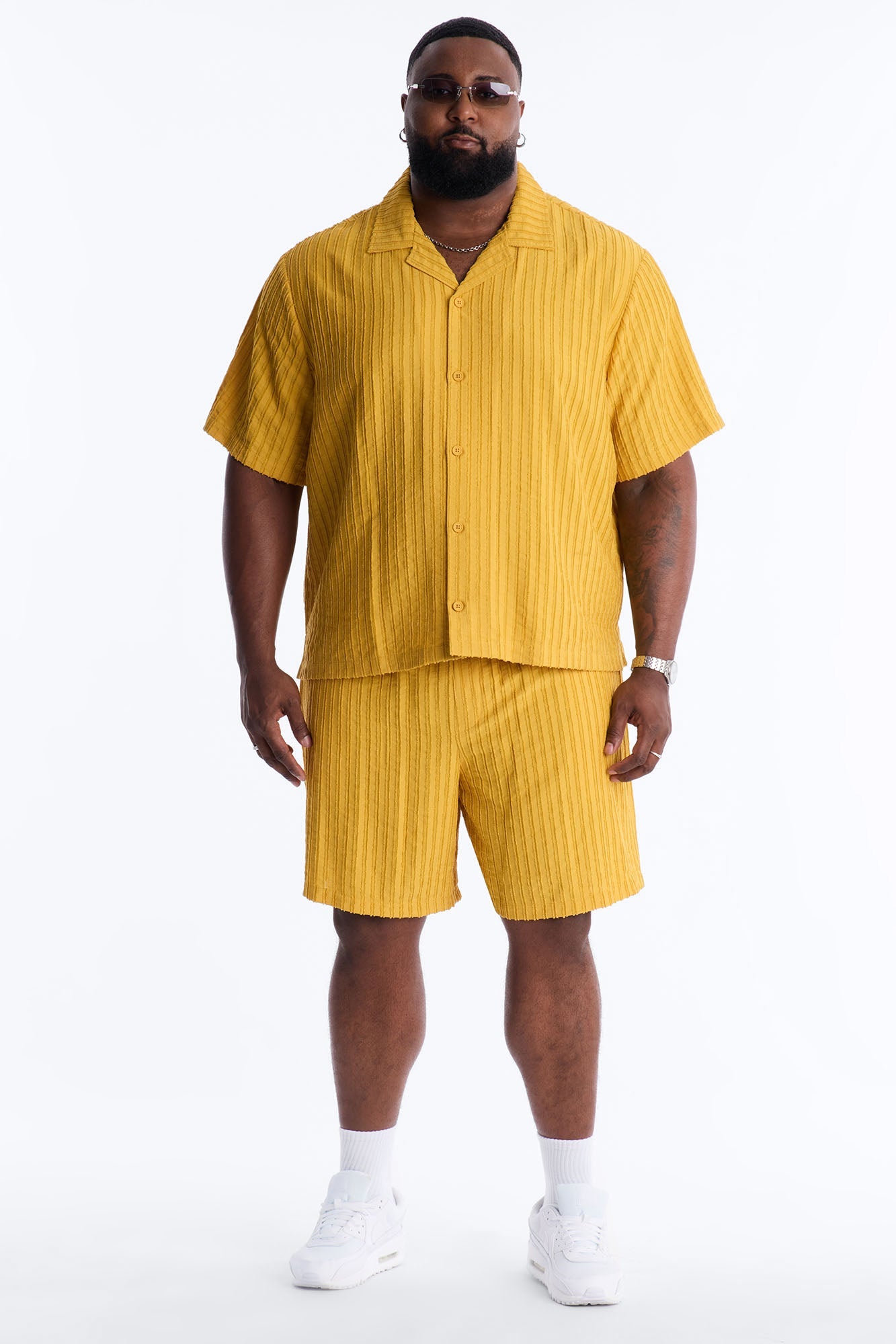 Relaxed Aegean Pleat Short - Mustard Fashion Nova