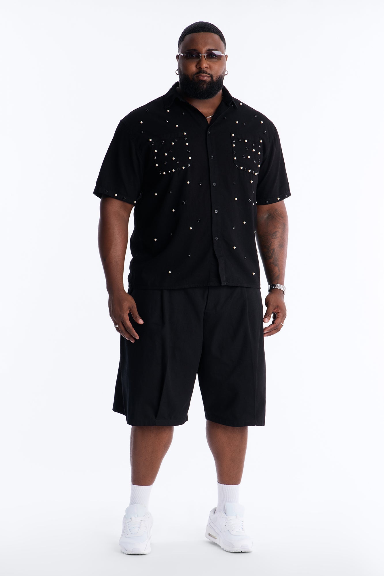 Apex Stud Button Up Shirt - Black Fashion Nova
