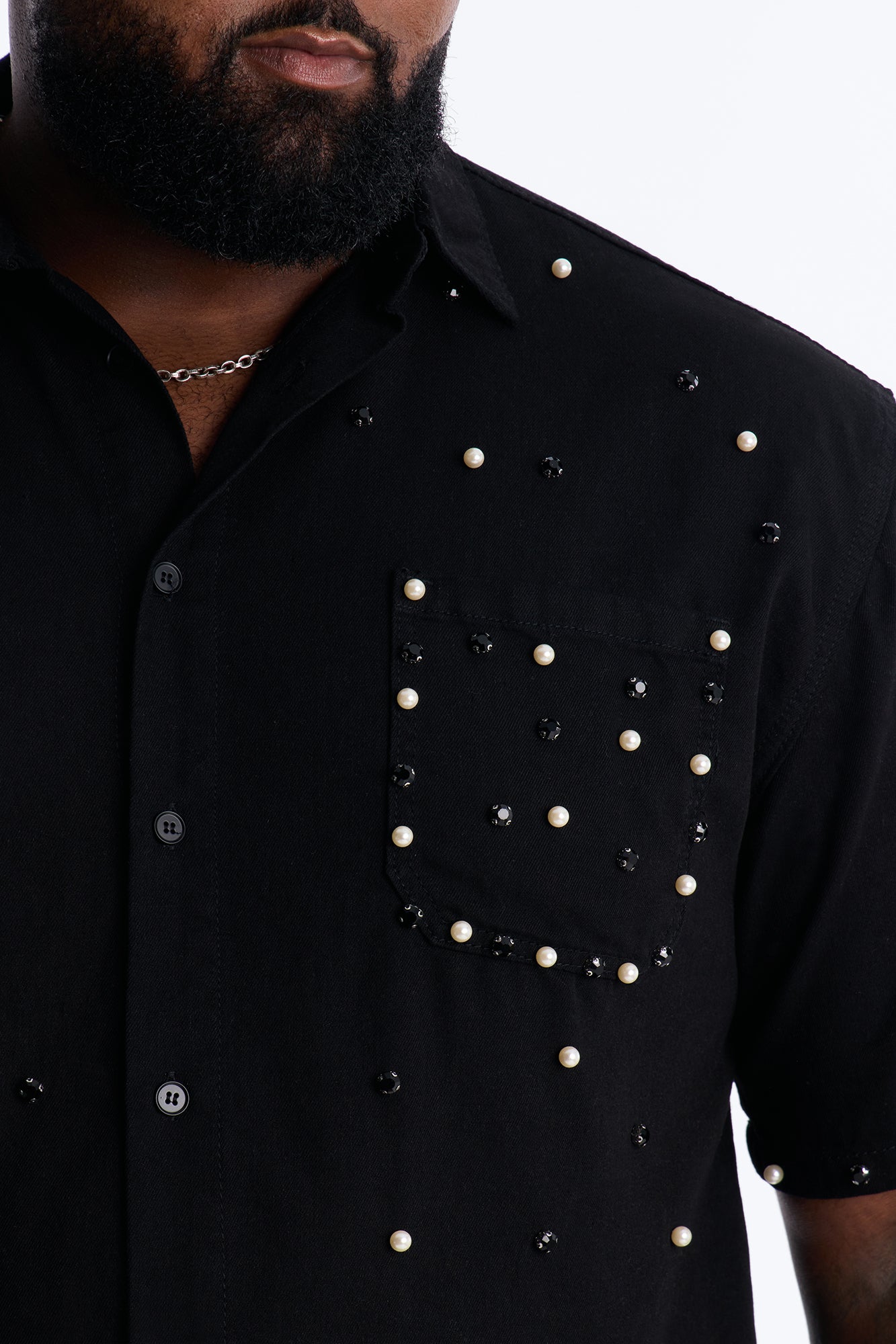 Apex Stud Button Up Shirt - Black Fashion Nova