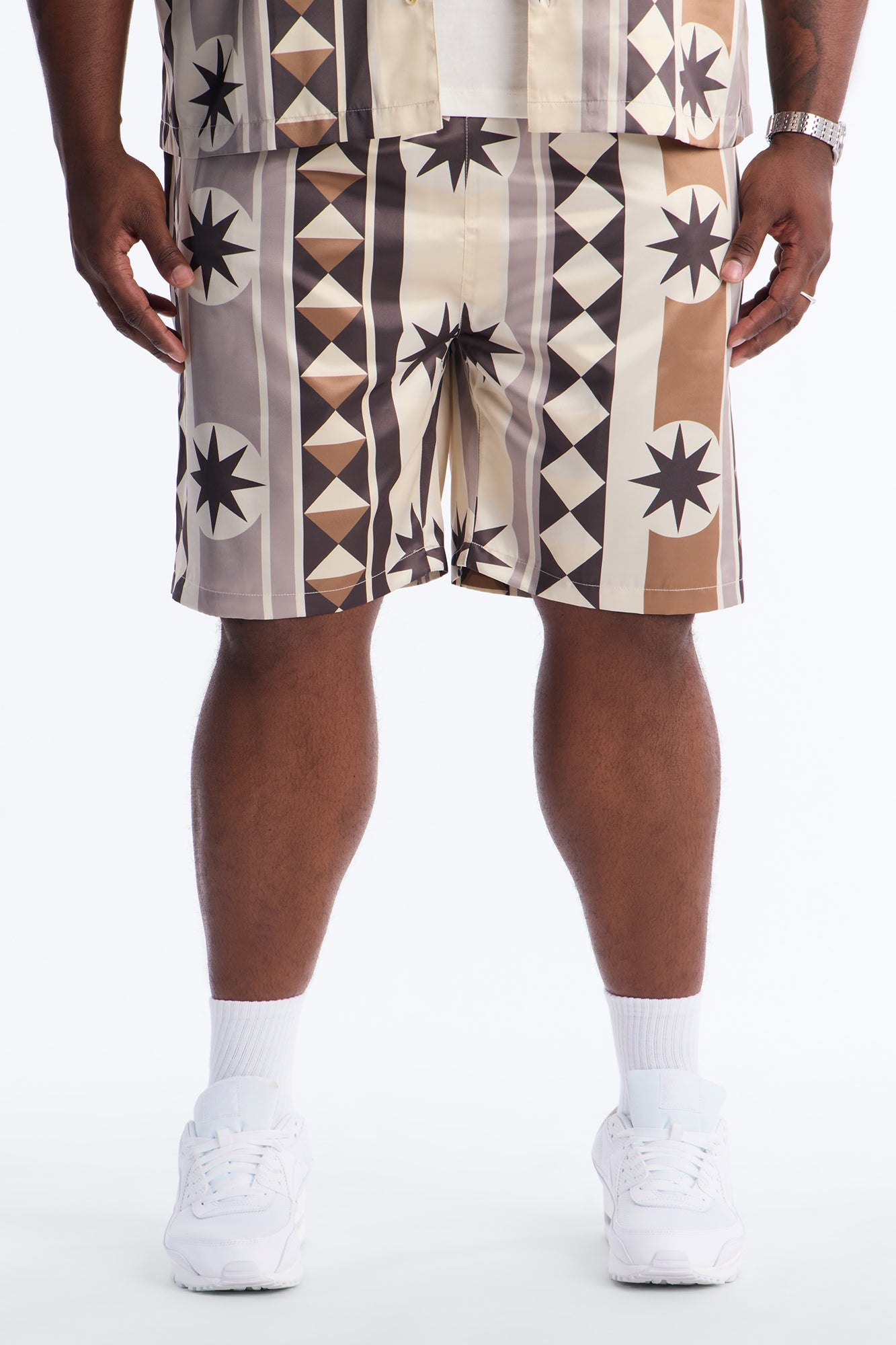 Toscana Geo Relaxed Short - Tan Fashion Nova
