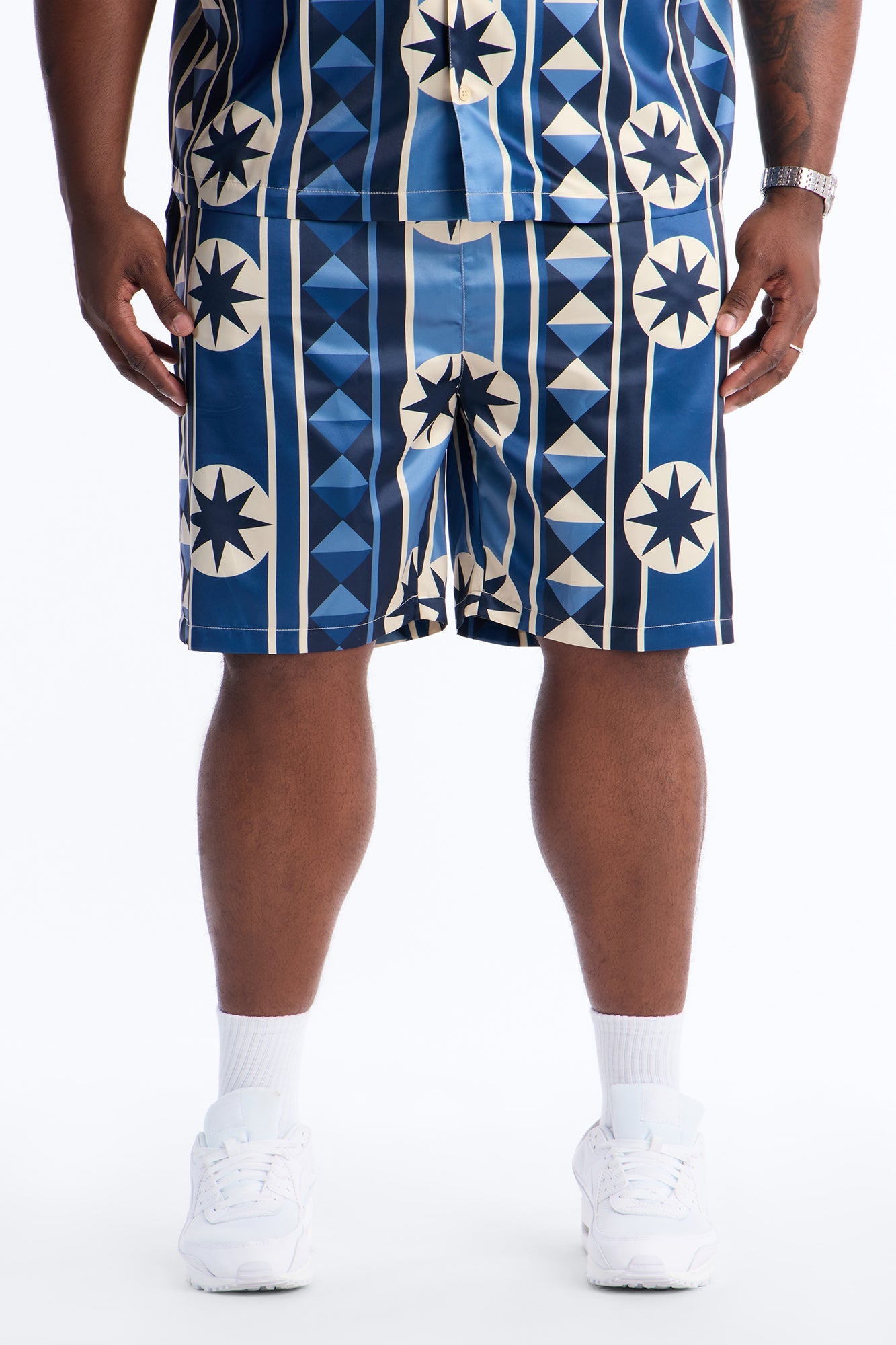 Toscana Geo Relaxed Short - Blue Fashion Nova