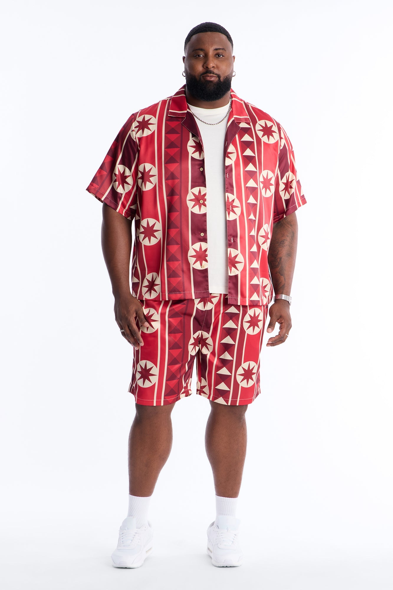 Toscana Geo Relaxed Short - Red Fashion Nova
