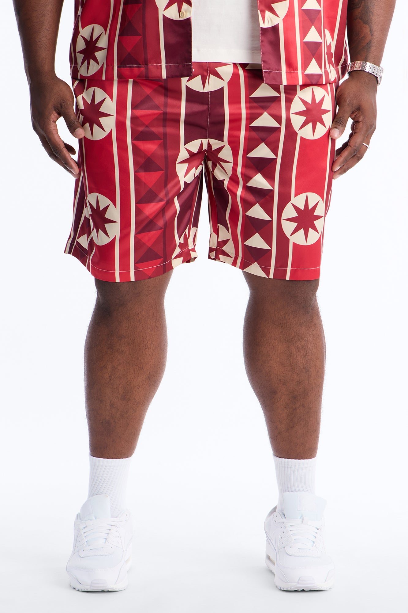 Toscana Geo Relaxed Short - Red Fashion Nova