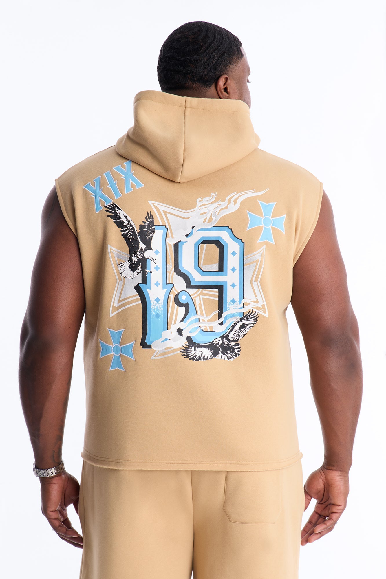 Fly Eagles Sleeveless Hoodie - Khaki Fashion Nova