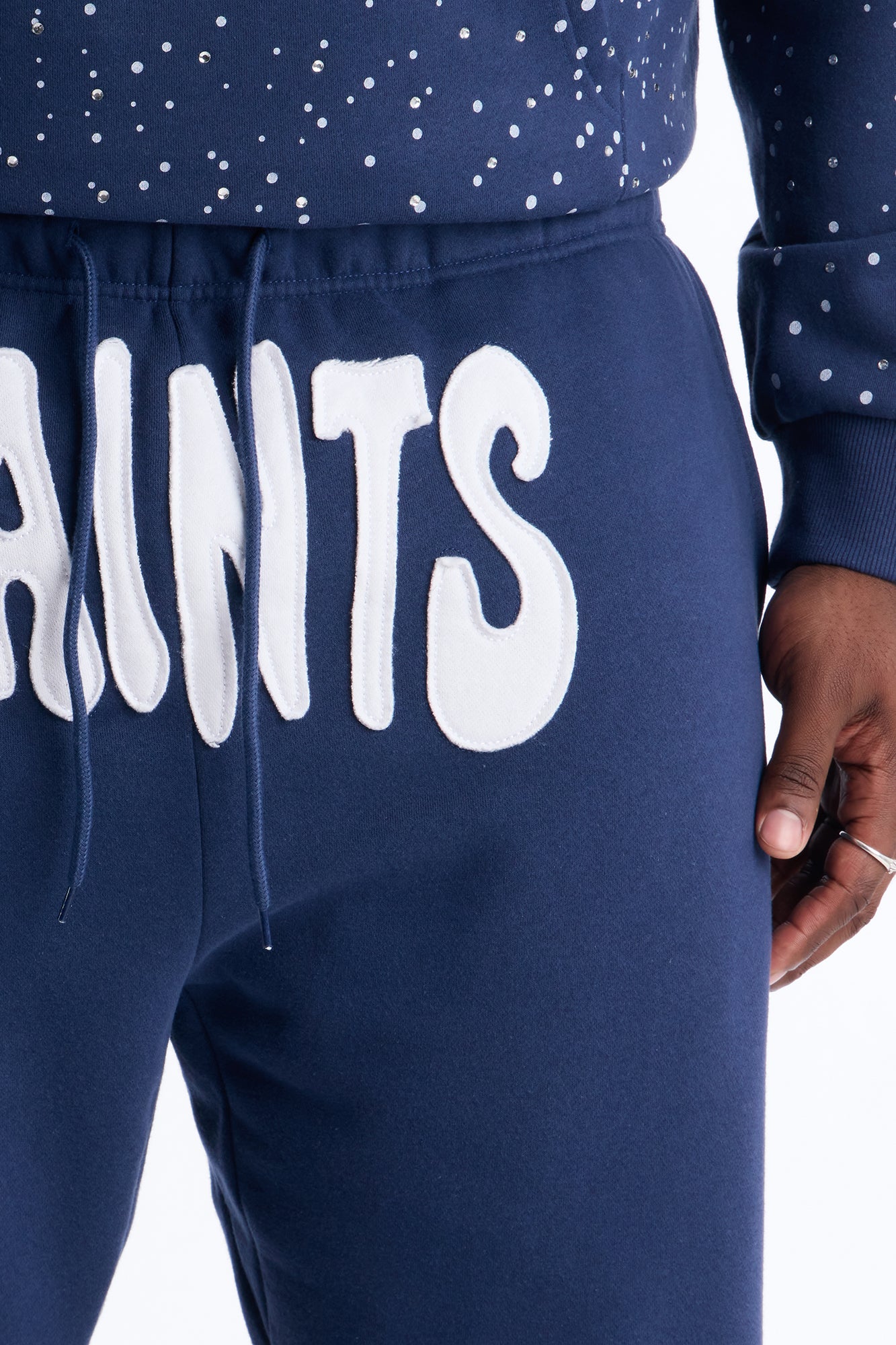 Saints Rhinestones Sweatpants - Navy Fashion Nova