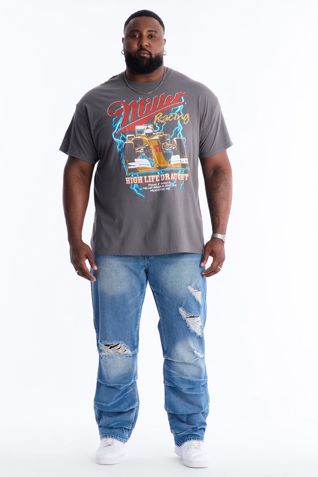 Miller Racing High Life Draught Short Sleeve Tee - Charcoal Fashion Nova