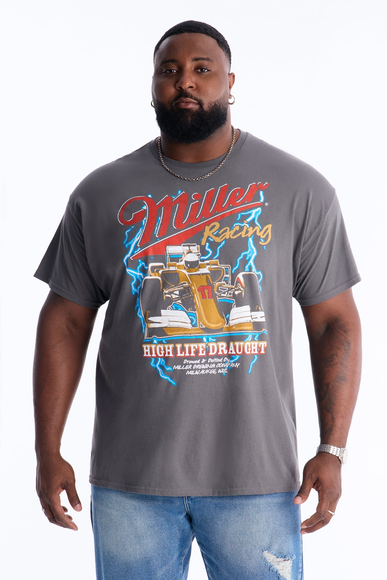 Miller Racing High Life Draught Short Sleeve Tee - Charcoal Fashion Nova