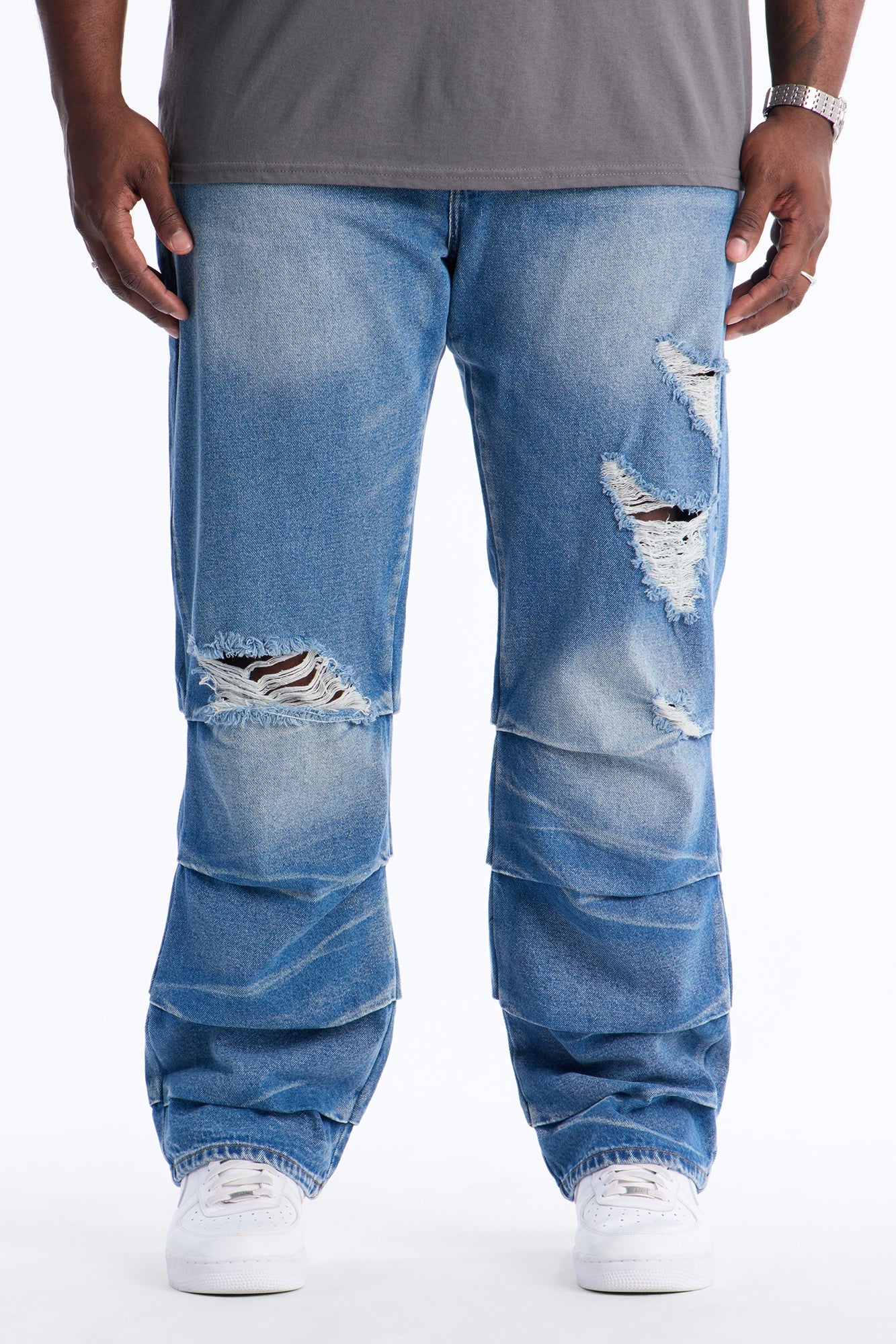 Straight Down The Street Ripped Jeans - Medium Blue Wash Fashion Nova