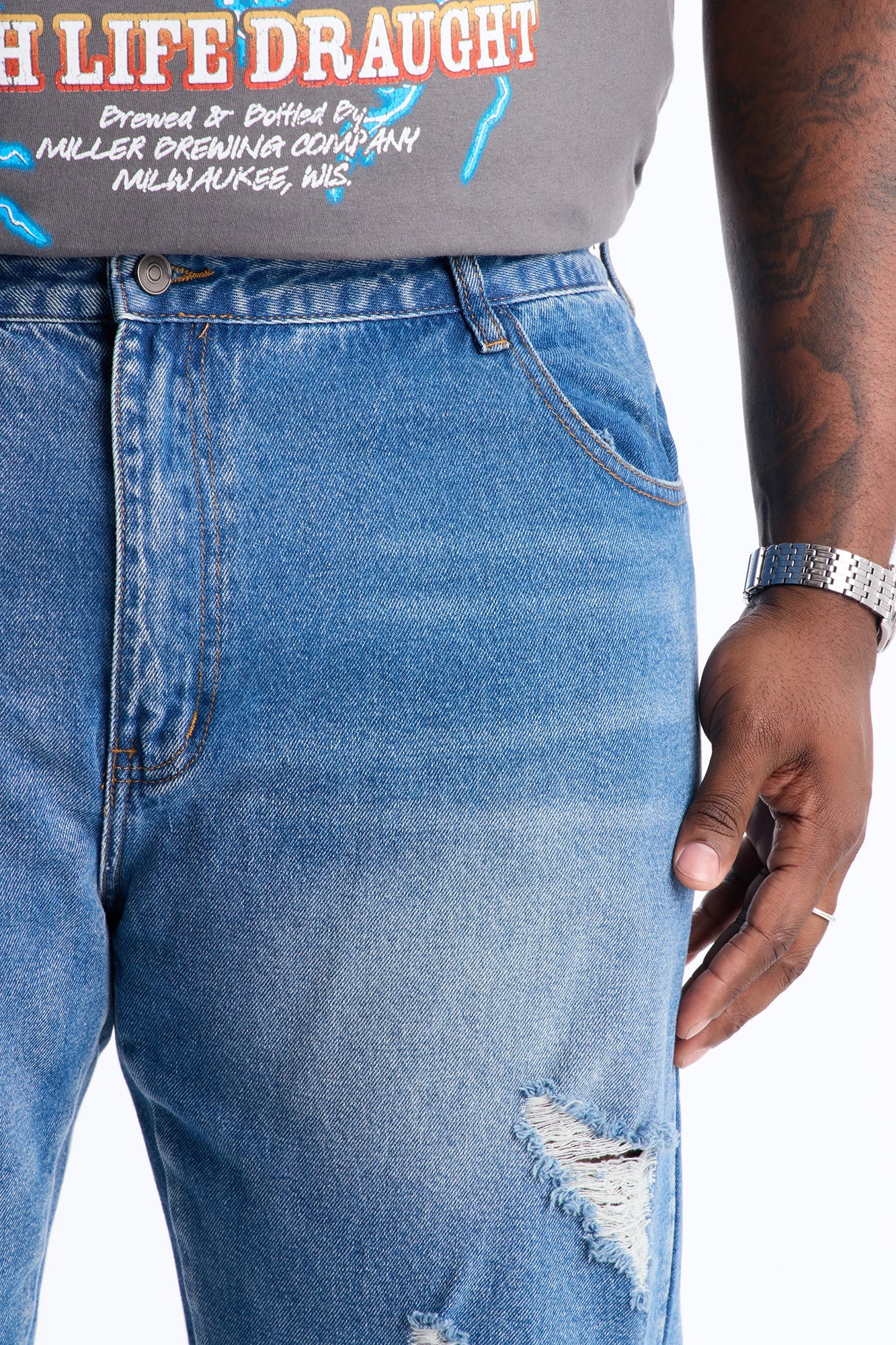 Straight Down The Street Ripped Jeans - Medium Blue Wash Fashion Nova