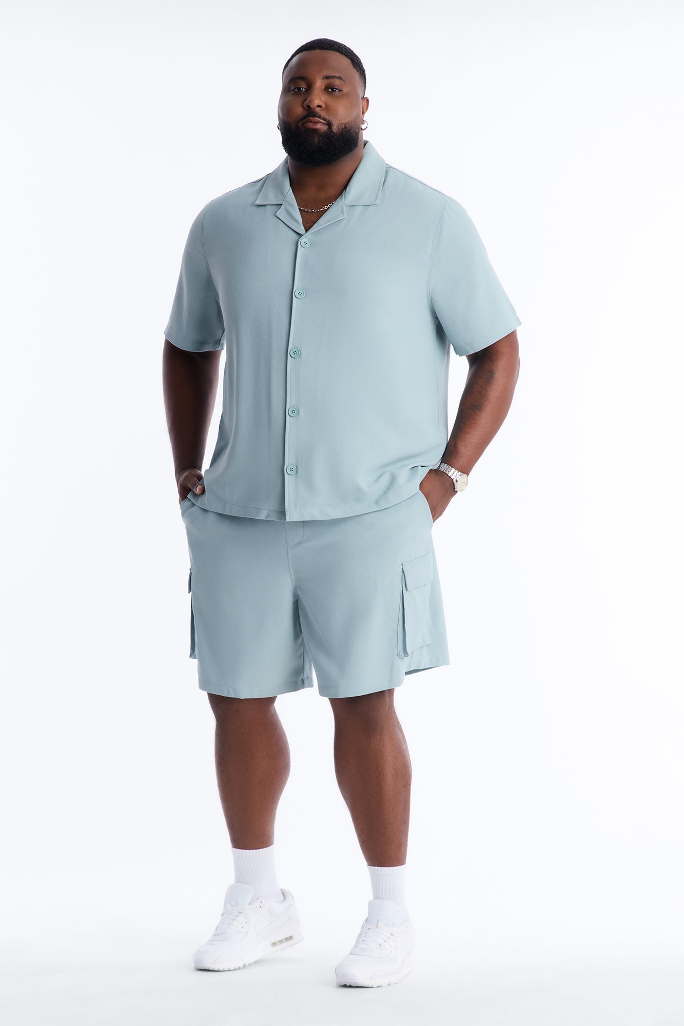 Golden Hour Short Sleeve Button Up - Slate Grey Fashion Nova