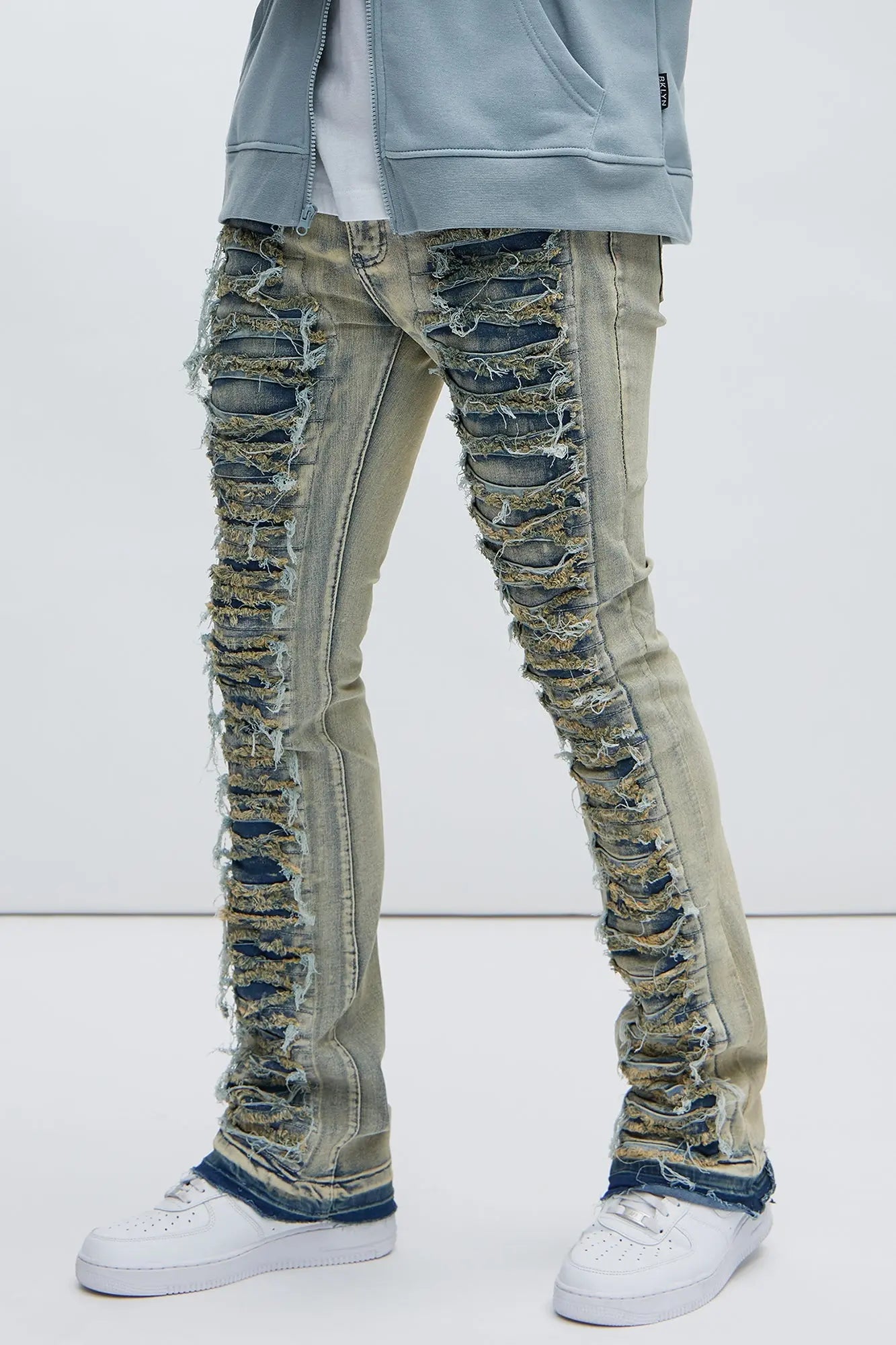 Got Me Destroyed Stacked Skinny Flare Jeans - Light Blue Fashion Nova