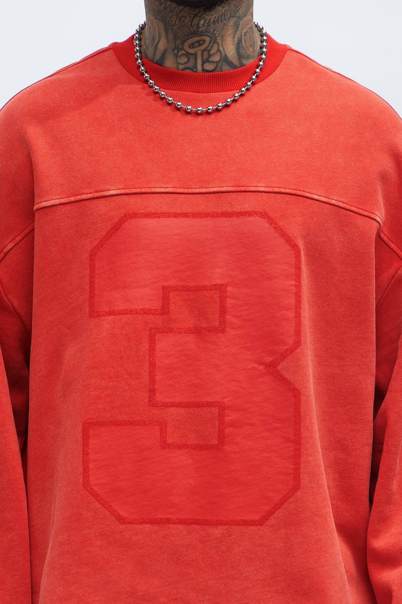 Kyle Long Sleeve Oversized Tee - Red Fashion Nova