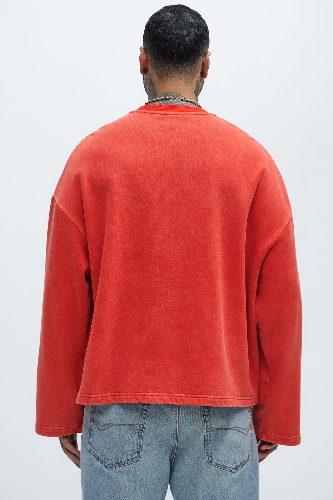 Kyle Long Sleeve Oversized Tee - Red Fashion Nova